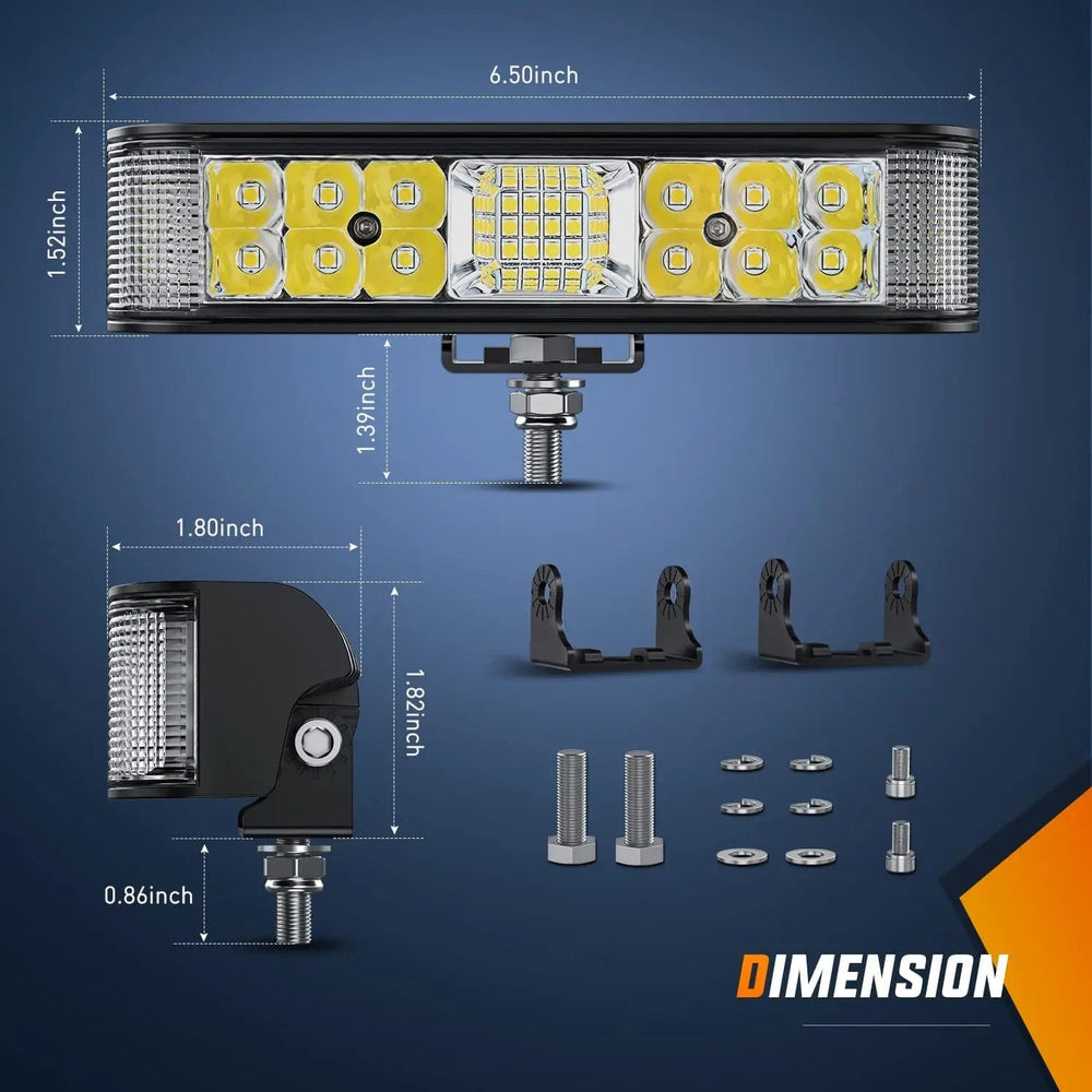 Light Bar Wiring Kit 6.5 Inch 60W Side Shooter Quadruple Row Spot Flood LED Light Bars (Pair)