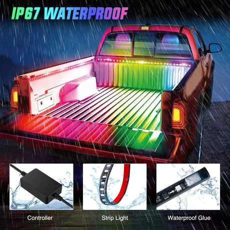 Led light Strip 60 Inch 135Leds RGBIC APP RF Remote Control LED Bed Light Strip 3PCS