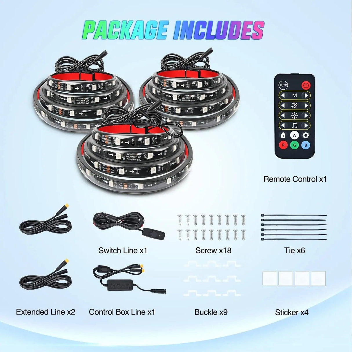 Led light Strip 60 Inch 135Leds RGBIC APP RF Remote Control LED Bed Light Strip 3PCS