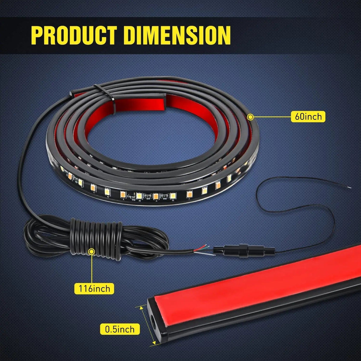 Led light Strip 60 Inch 144 Leds Running Board Amber White Light Strip (Pair)