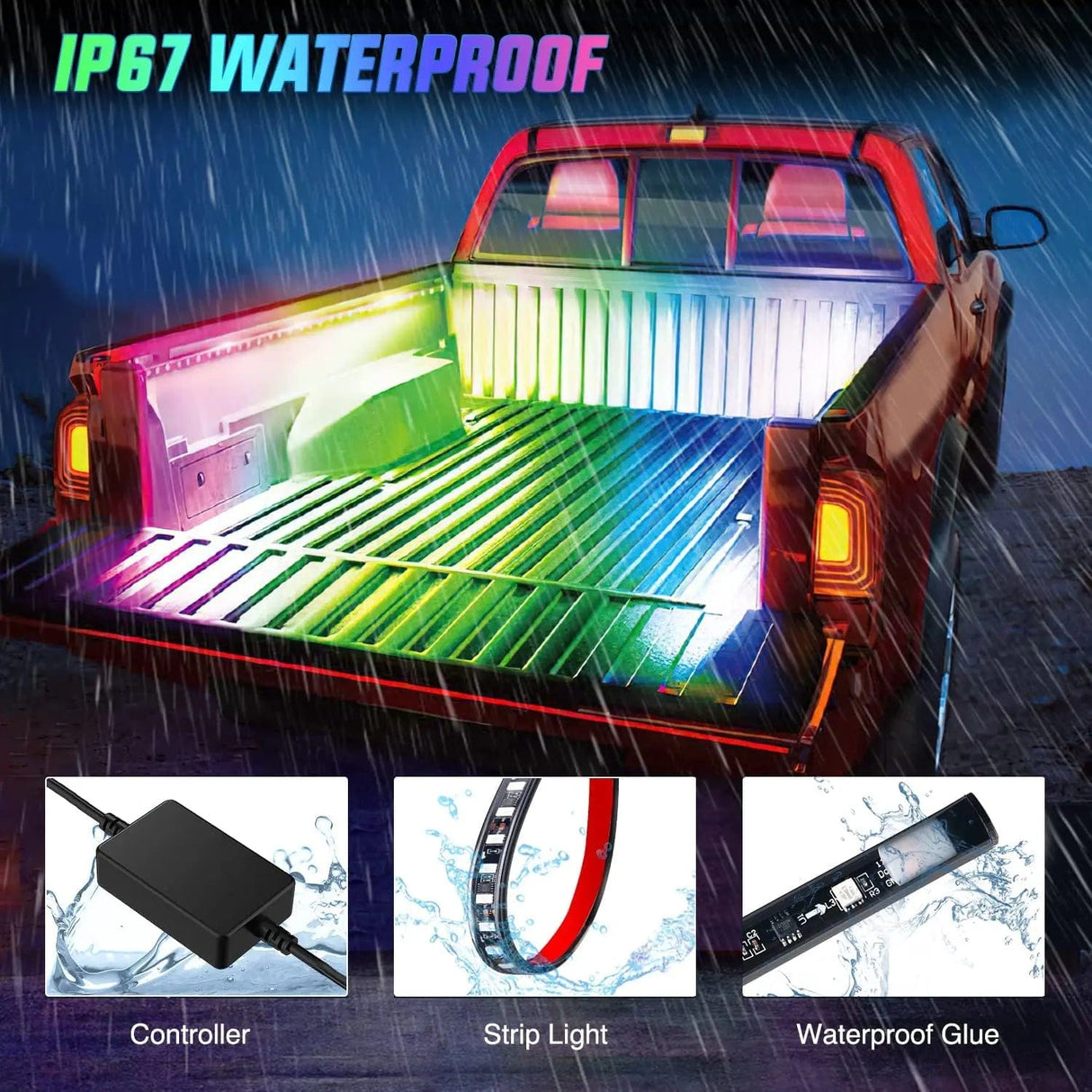 Led light Strip 60 Inch 180Leds RGBIC APP RF Remote Control LED Bed Light Strip 2PCS