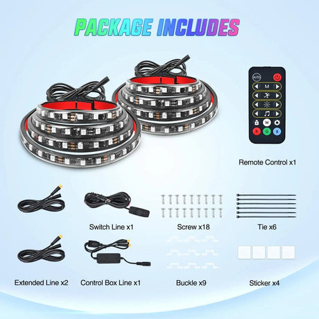 Led light Strip 60 Inch 180Leds RGBIC APP RF Remote Control LED Bed Light Strip 2PCS