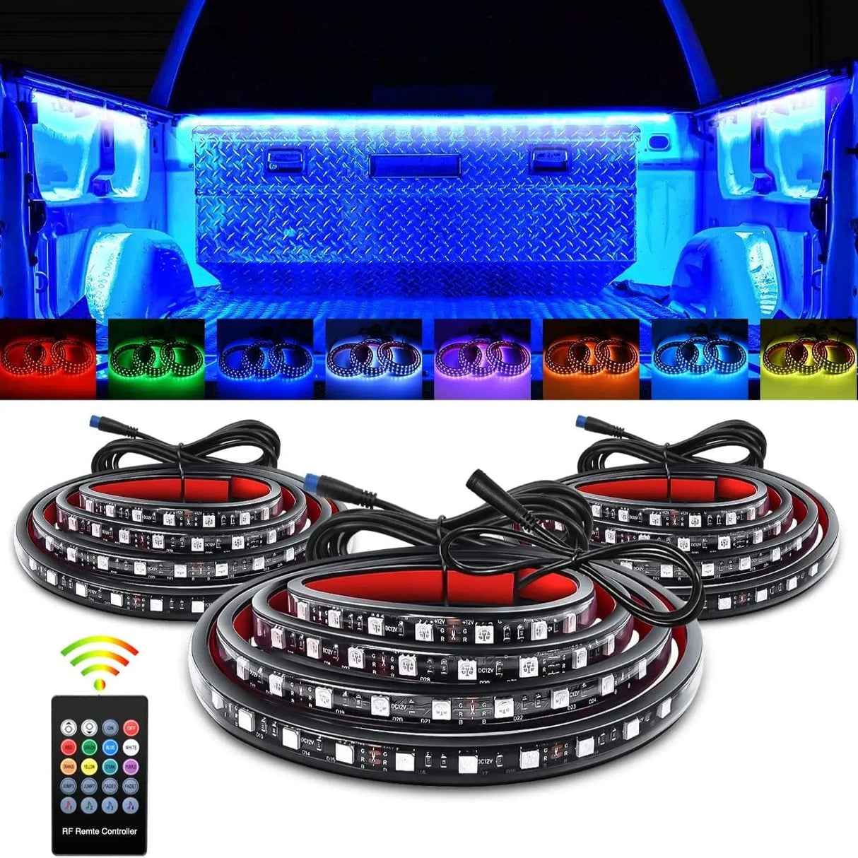 Led light Strip 60 Inch 270Leds RGB RF Remote LED Bed Light Strip 3PCS