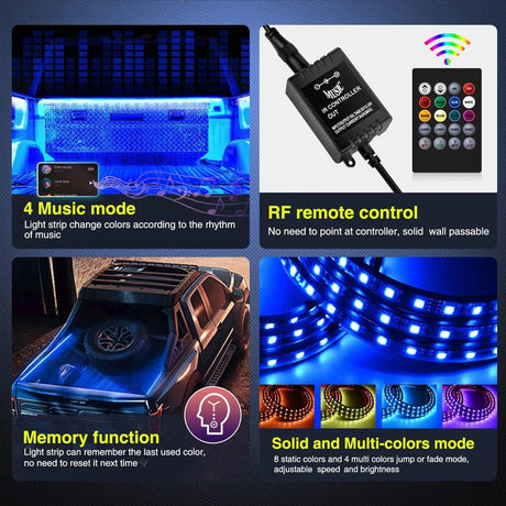 Led light Strip 60 Inch 270Leds RGB RF Remote LED Bed Light Strip 3PCS