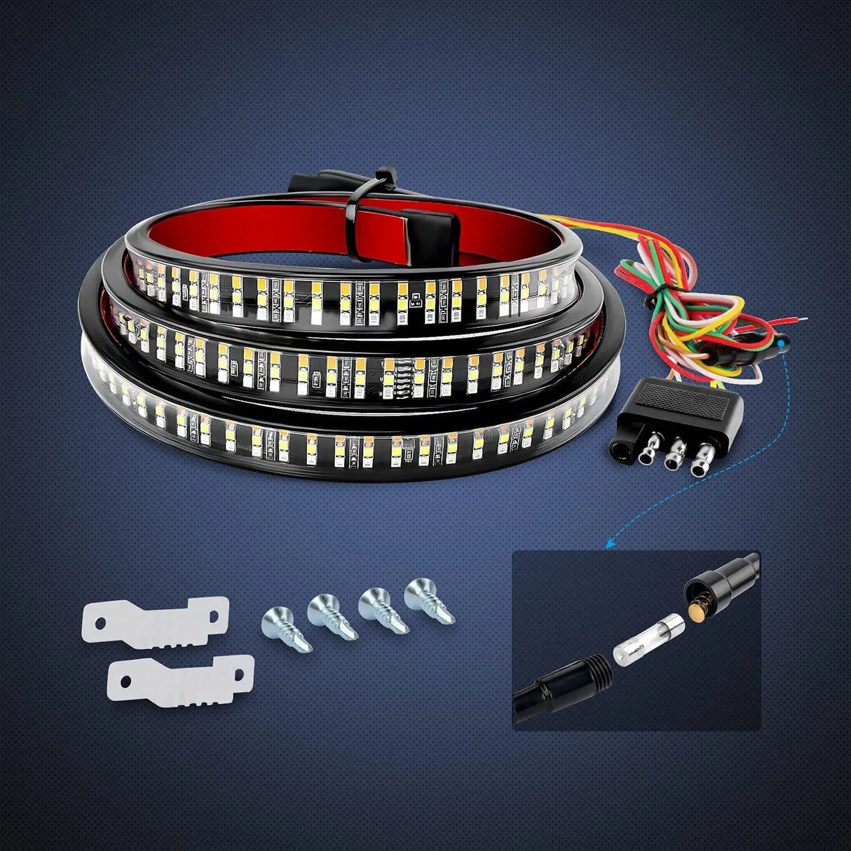 Led light Strip 60 Inch 504Leds Amber Red White Triple Row LED Tailgate Light Strip