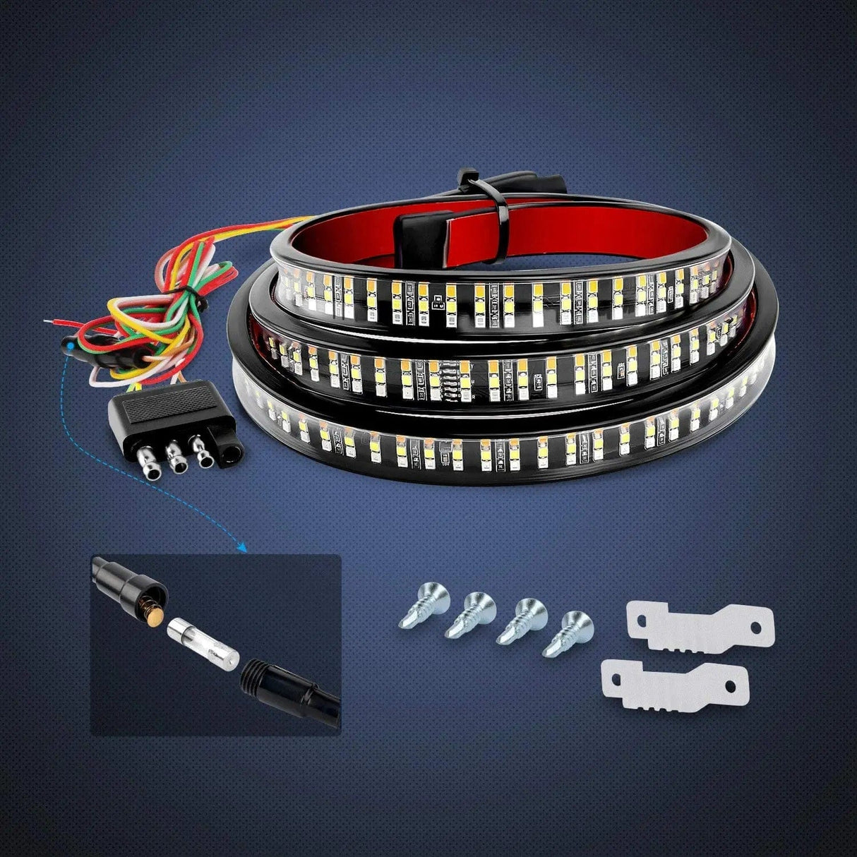 Led light Strip 60 Inch 504Leds Amber Red White Triple Row LED Tailgate Light Strip
