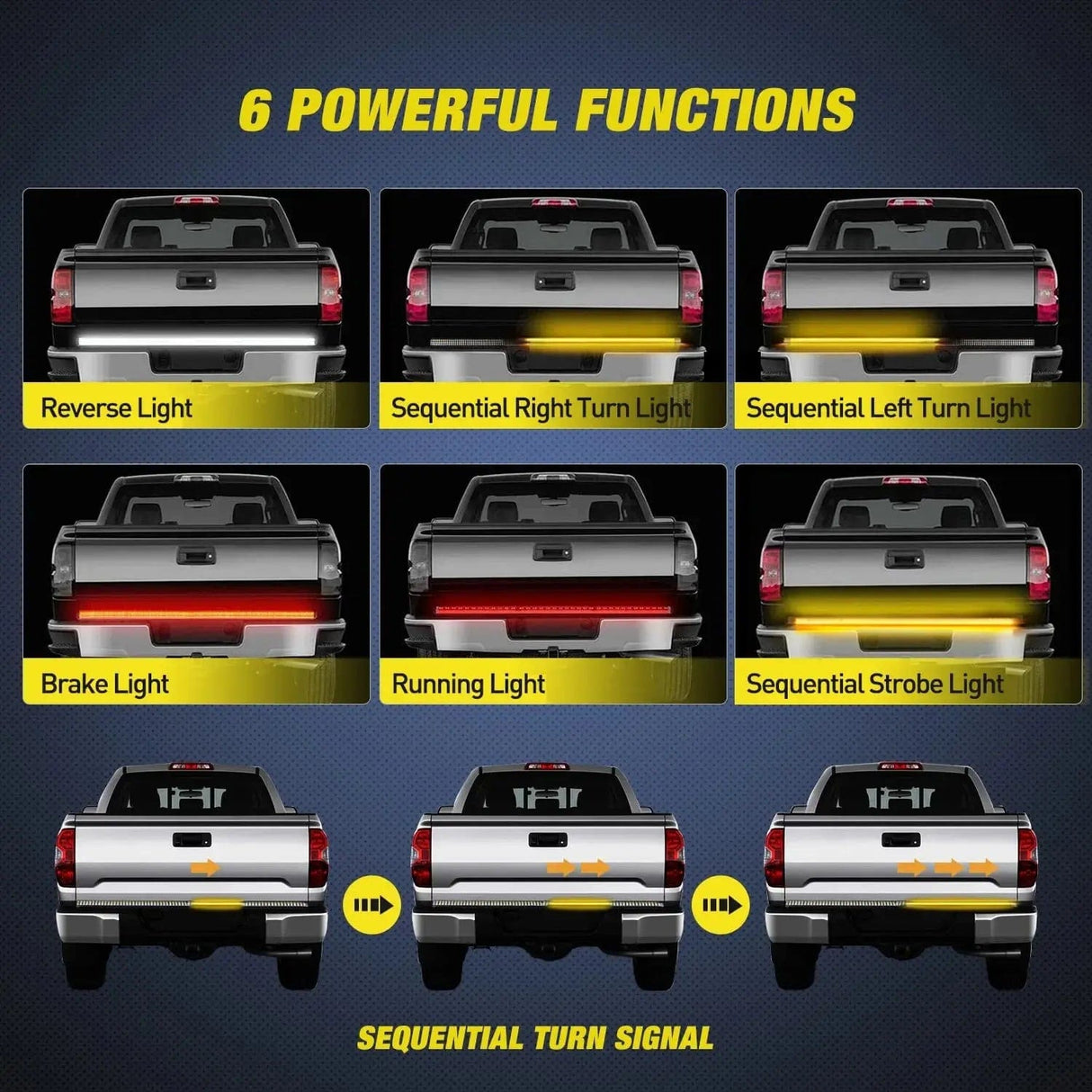 Led light Strip 60 Inch Aluminum Frame Triple Row 1200 Leds Red White Amber Light Strip