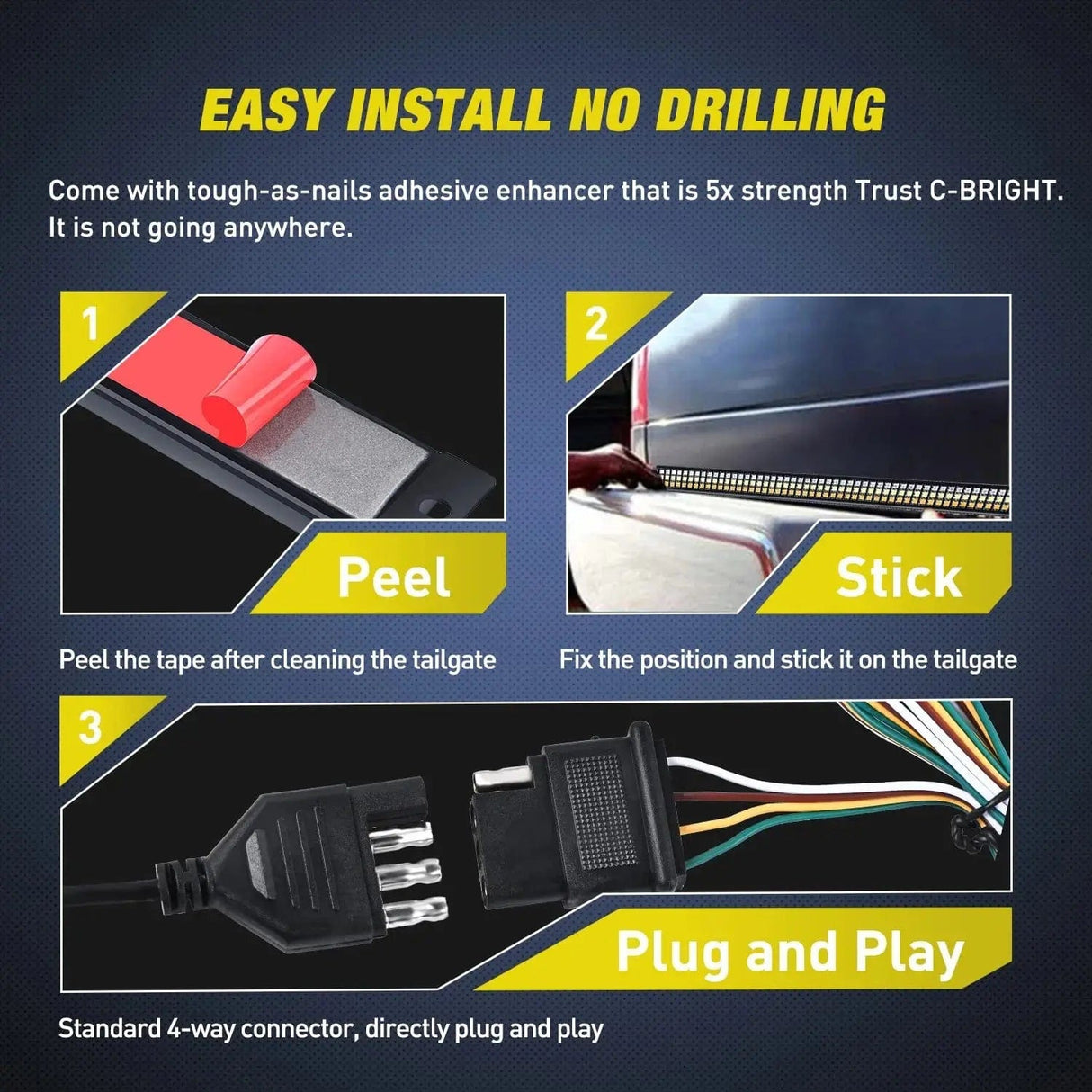 Led light Strip 60 Inch Aluminum Frame Triple Row 1200 Leds Red White Amber Light Strip