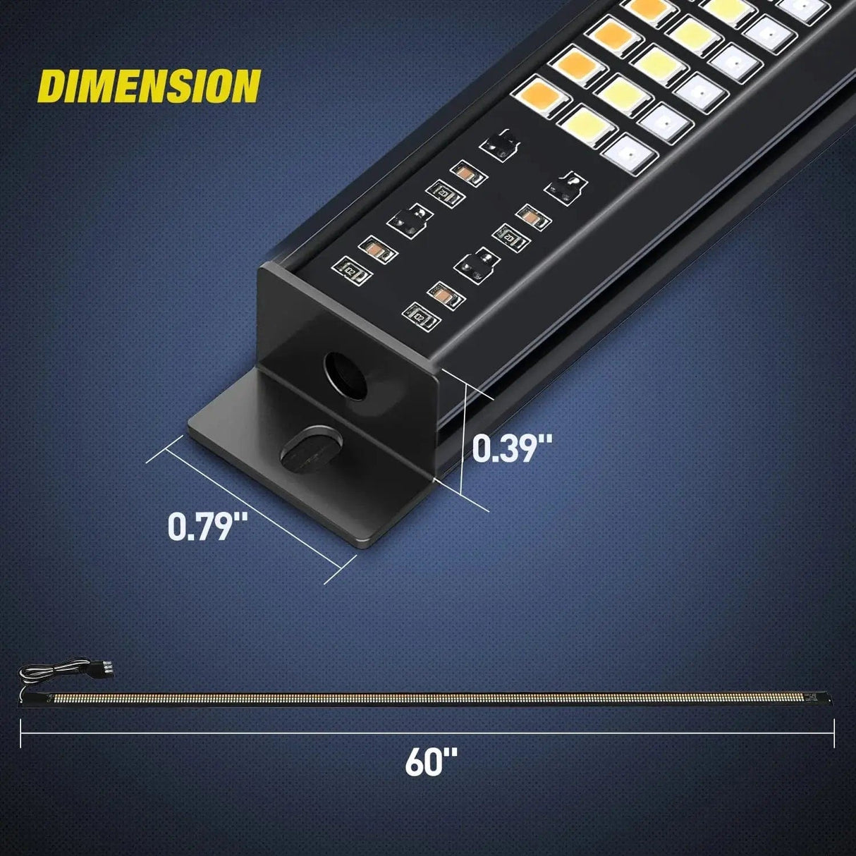 Led light Strip 60 Inch Aluminum Frame Triple Row 1200 Leds Red White Amber Light Strip