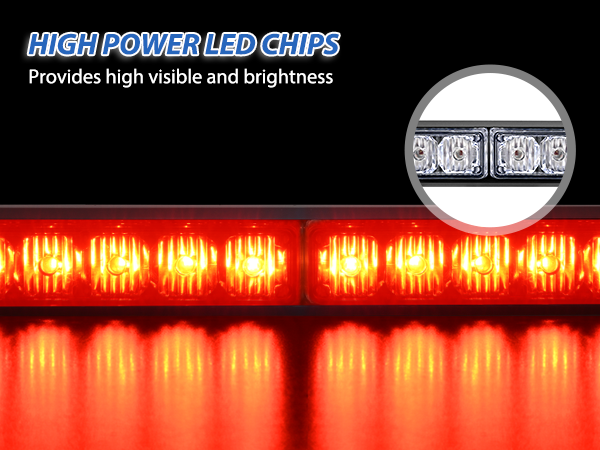 24LED Emergency Strobe Traffic Advisor Light Bar 2 in 1 Red Dash Warning Safety Flashing Lights Front/Rear Windshield Construction Lights for Trucks Cars Plow Police Firefighter Vehicles