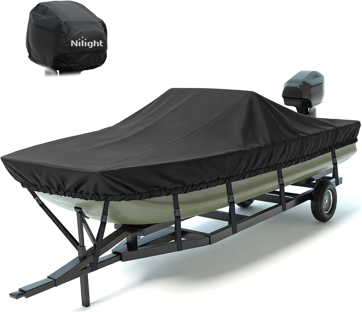 800D Heavy Duty Boat Cover 14ft-16ft | Fits boats with beam width up to 68in (Narrow Jon Boats & Fishing Boats), Marine Grade All-Weather proof Trailerable Cover