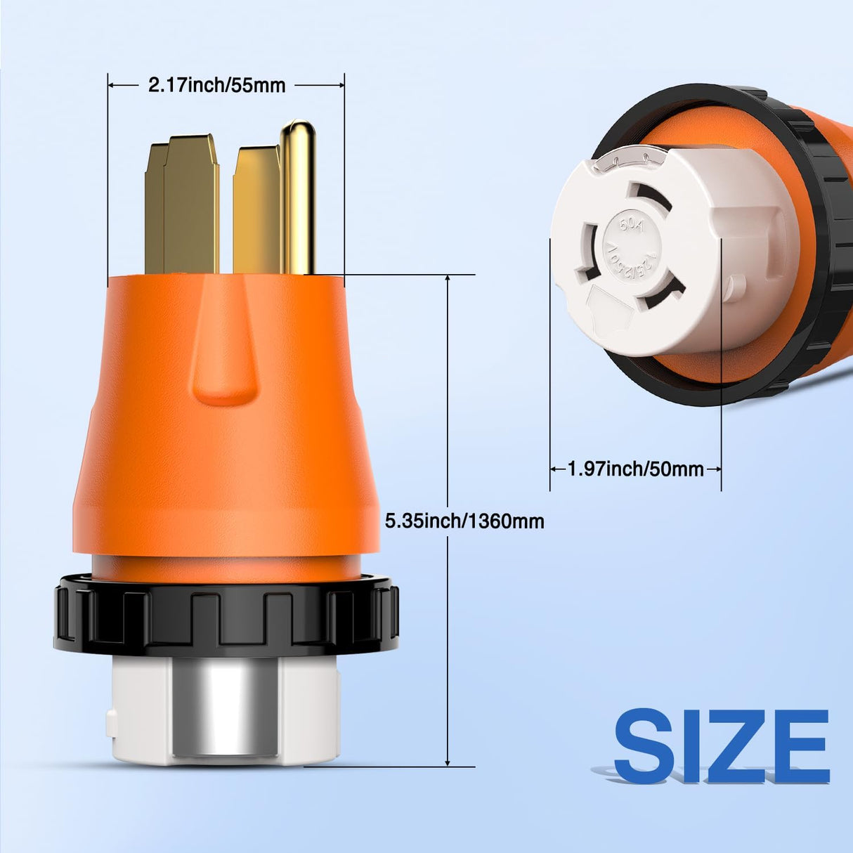 50 Amp to 50Amp RV Power Adapter 125/250 Volt Twist Locking Connector 14-50P to SS2-50R 50A Male Plug to 50A Female Receptacle for RVs Generator Camper Caravan Shore Power Converter