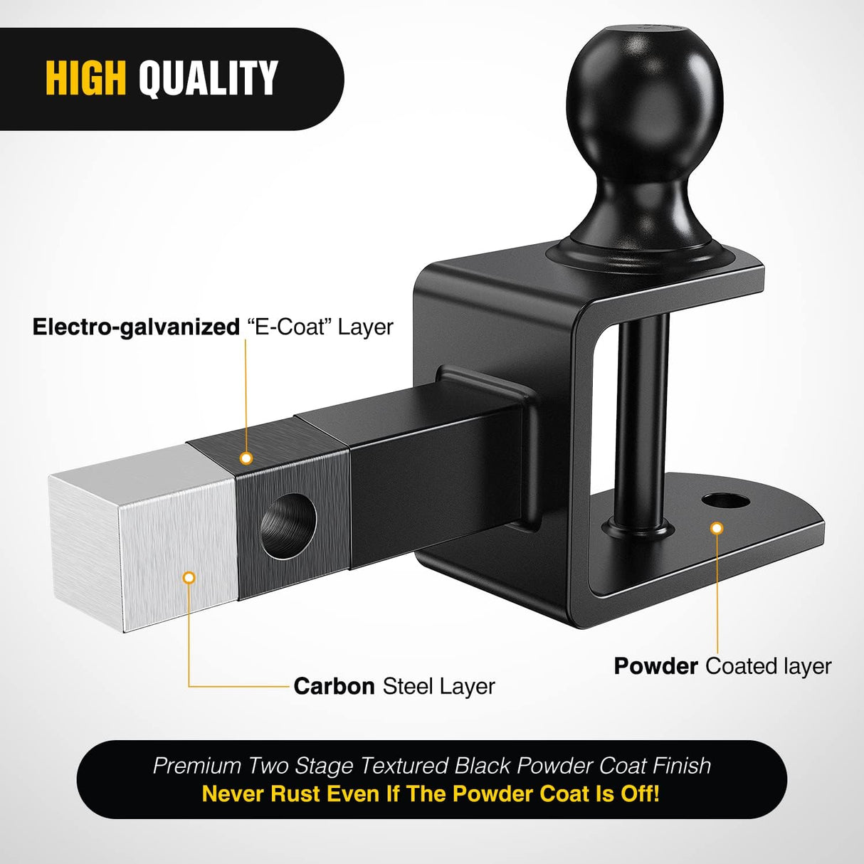 3 in 1 ATV UTV Multi Hitch Mount Fits 1-1/4 Inch Receiver with 2 inch Ball Hitch Rated 2000 LBS Winch Strap Loop Rated 5000 LBS
