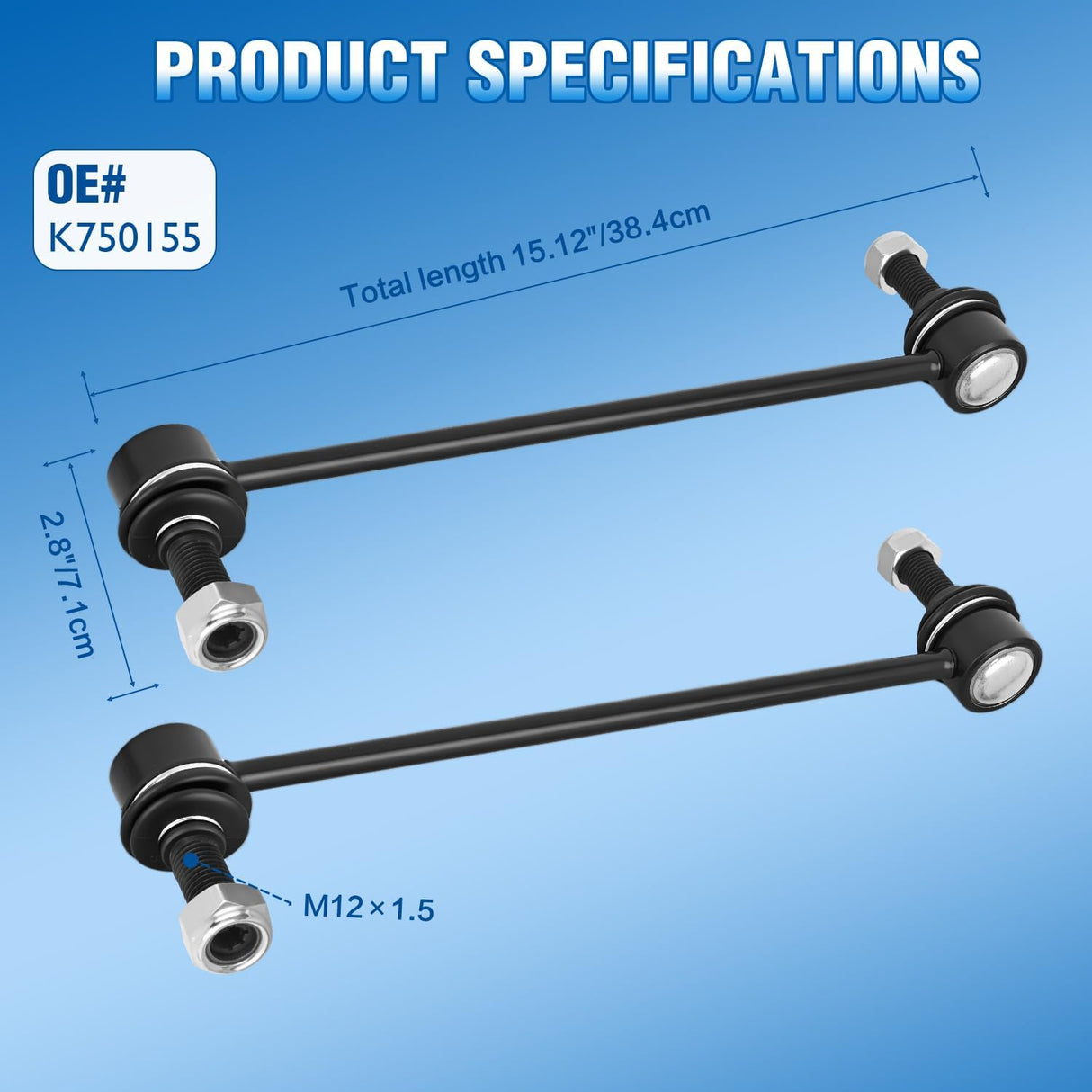 K750155 Front Sway Bar Links for Chevrolet Traverse 2009-2017 | for 2009 2010 2011 2012 2013 2014 2015 2016 2017 Traverse 2007-2016 GMC Acadia 2008-2017 Buick Driver and Passenger Side