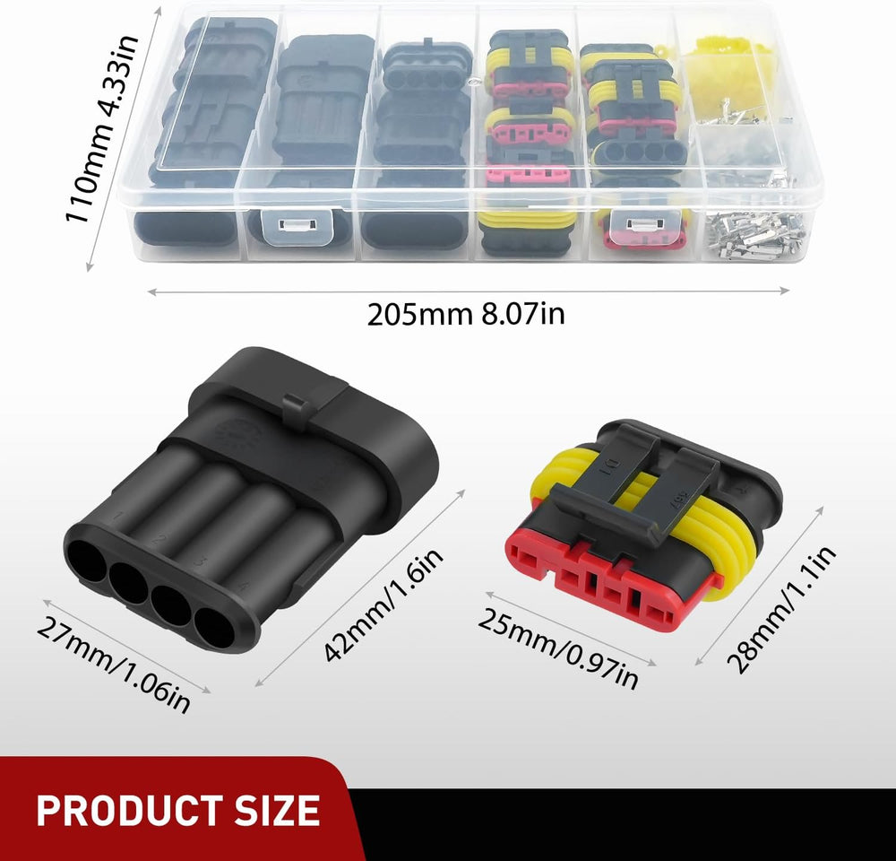 180PCS 4 Pin Electrical Connector Plug Male Female Terminal Wire Connector Nilight