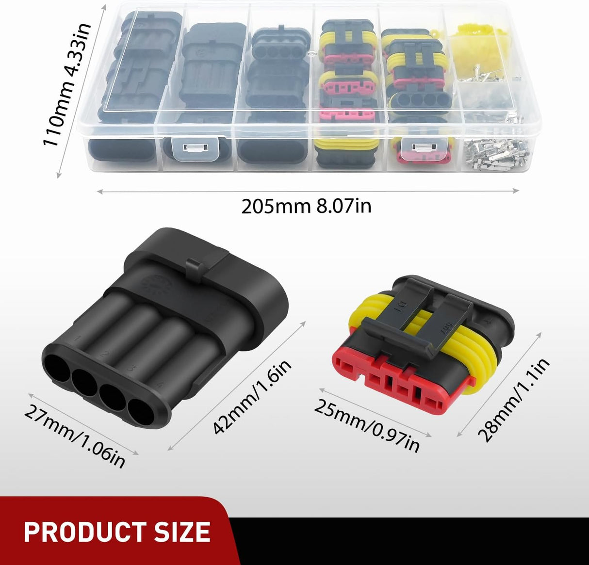 180PCS 4 Pin Electrical Connector Plug Male Female Terminal Wire Connector Nilight