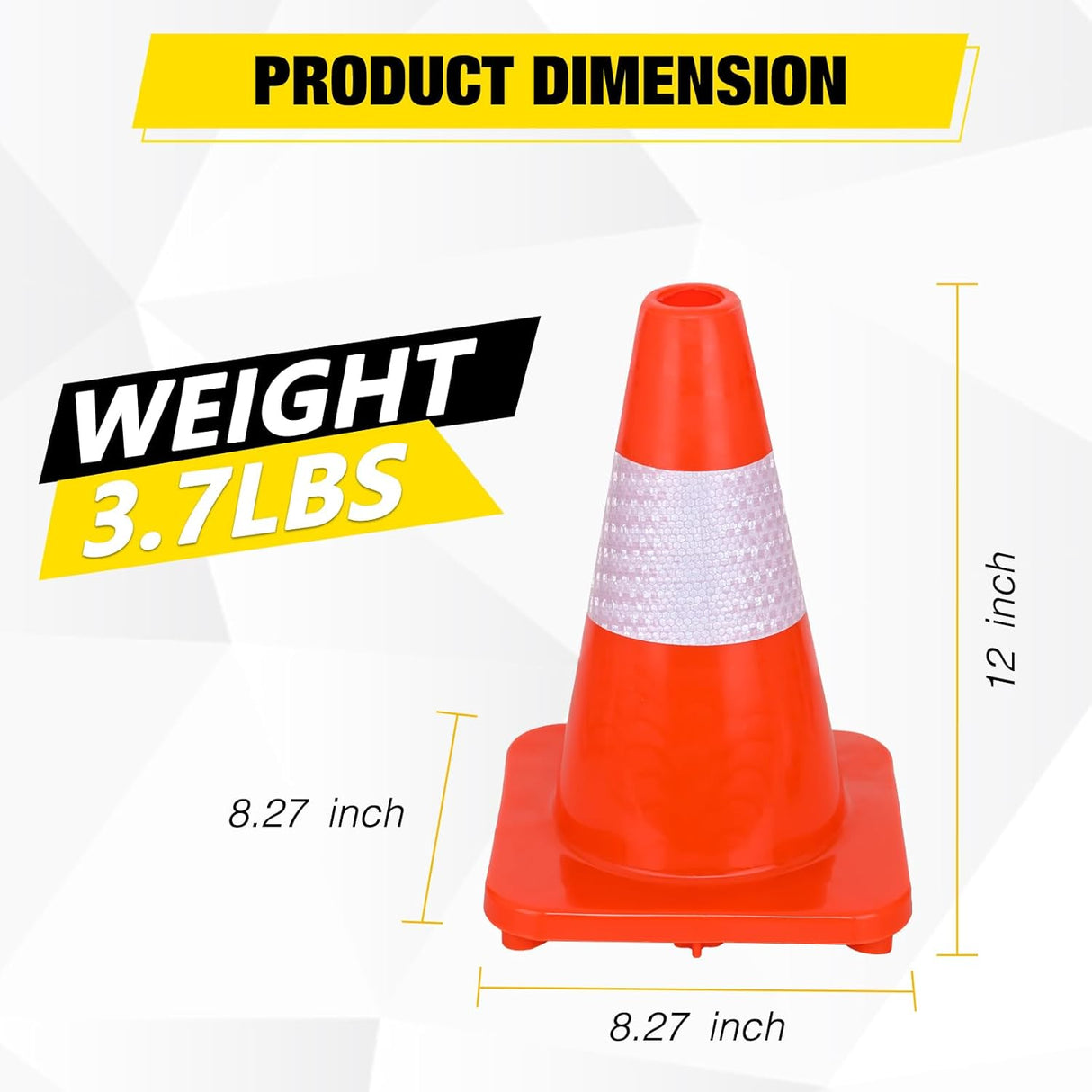 12 inch Traffic Safety Cones, 4 Pack Durable PVC Orange Cones with Reflective Collars for Road Safety, Parking, Construction Work, Sports Training