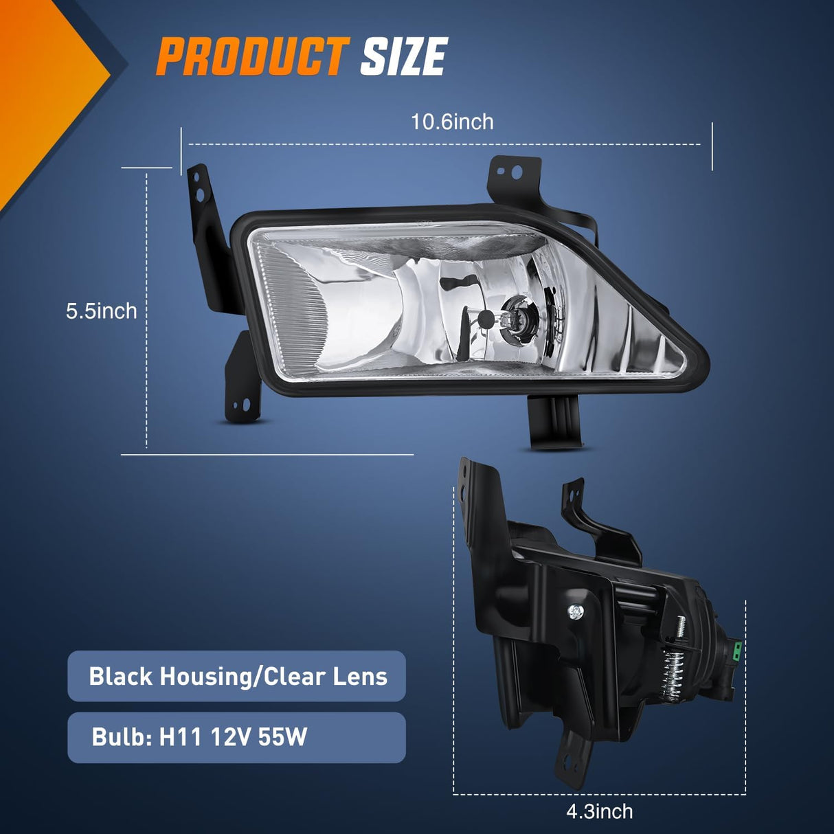 Fog Lights Assembly Compatible with 2006 2007 2008 Honda Pilot w/H11 12V 55W Bulbs Clear Lens Driver and Passenger Side