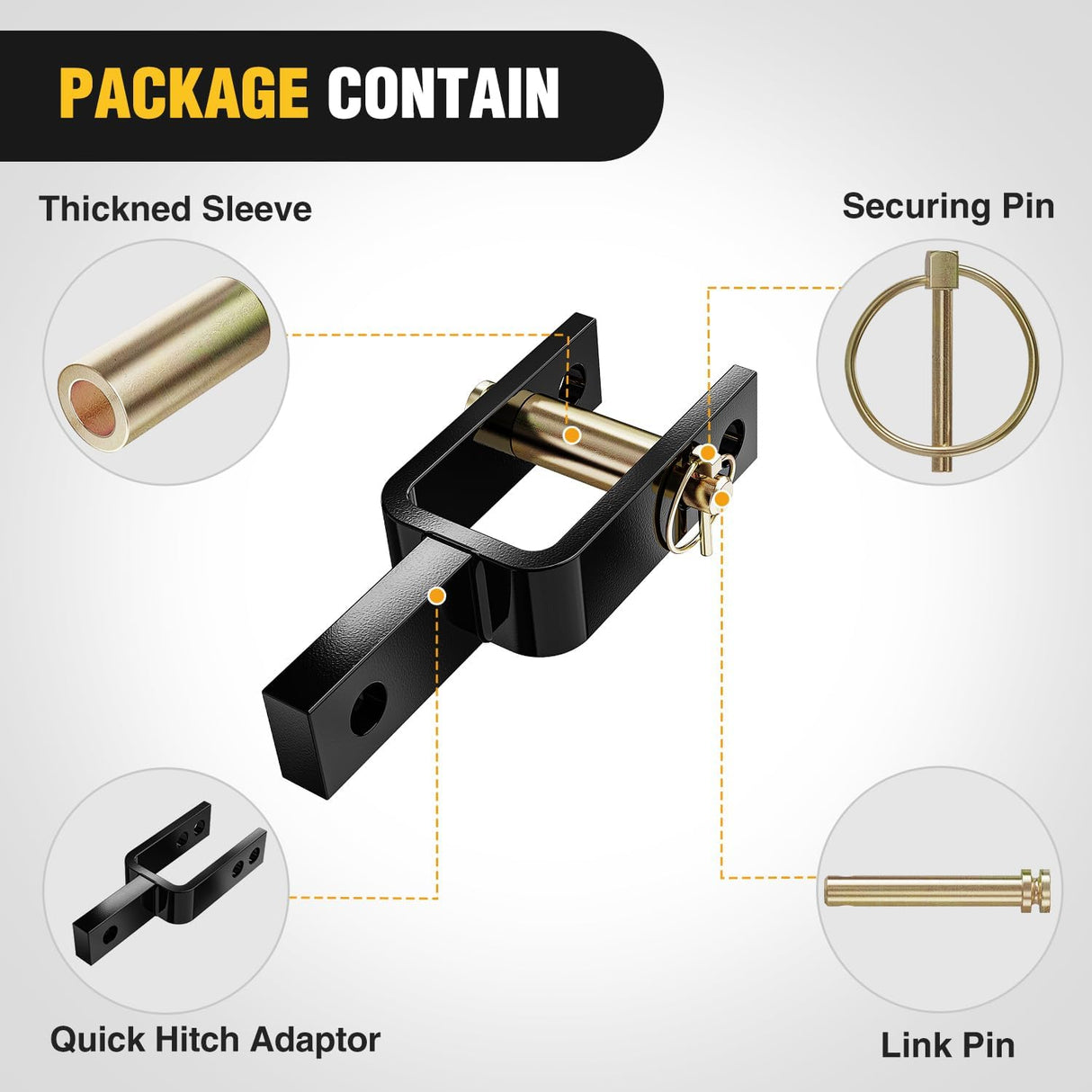 Versatile Quick Hitch Adapter with Adapter Sleeve Used to Adjust Top Link Bracket Movements Fits for Category 1 3-Point Quick Hitch Tractors