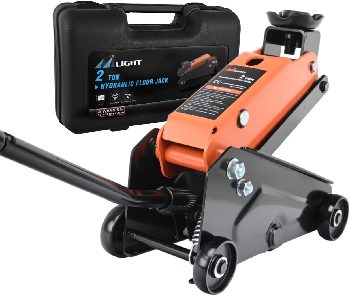 Floor Jack 2 Ton, Heavy Duty Steel Hydraulic Trolley Car Jack, Portable Emergency Service Jack for Roadside Repair, Lifting Range 5.5 Inch to 15.2 Inch