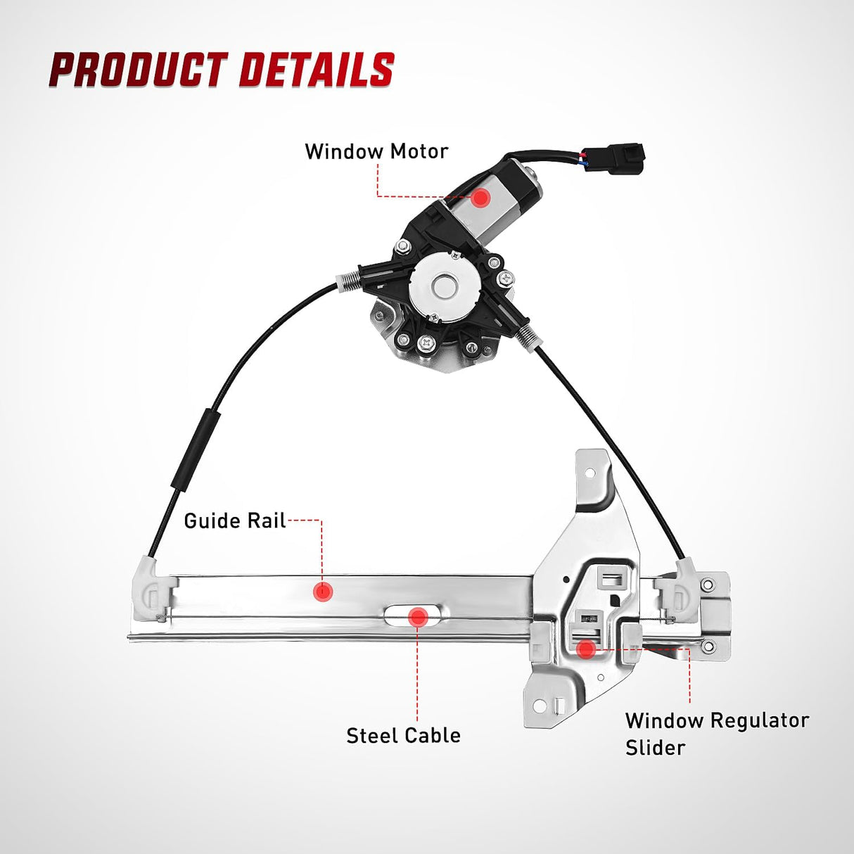 2006-2013 Chevrolet Impala 2014-2016 Impala Limited Rear Driver Side Power Window Regulator Nilight