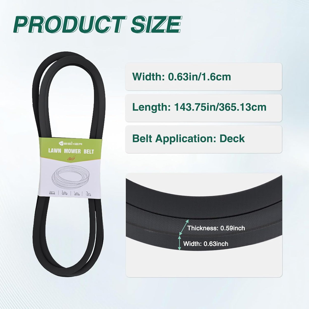 604817 Deck Drive Belt 5/8 Inch x 143-3/4 Inch Lawn Mower Drive Belts for Hustler Raptor SDX SD EX 54 Inch Deck RD FasTrak 941757 Zero-Turn Riding Lawn Mowers Durable Aramid Cord # 932558 934604 791335