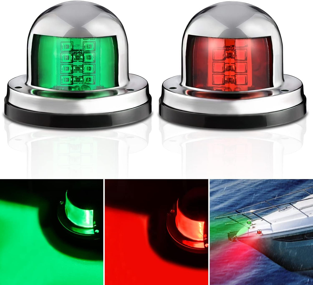 8 Leds Red Green Marine LED Port Starboard Signals Lights (Pair) – Nilight