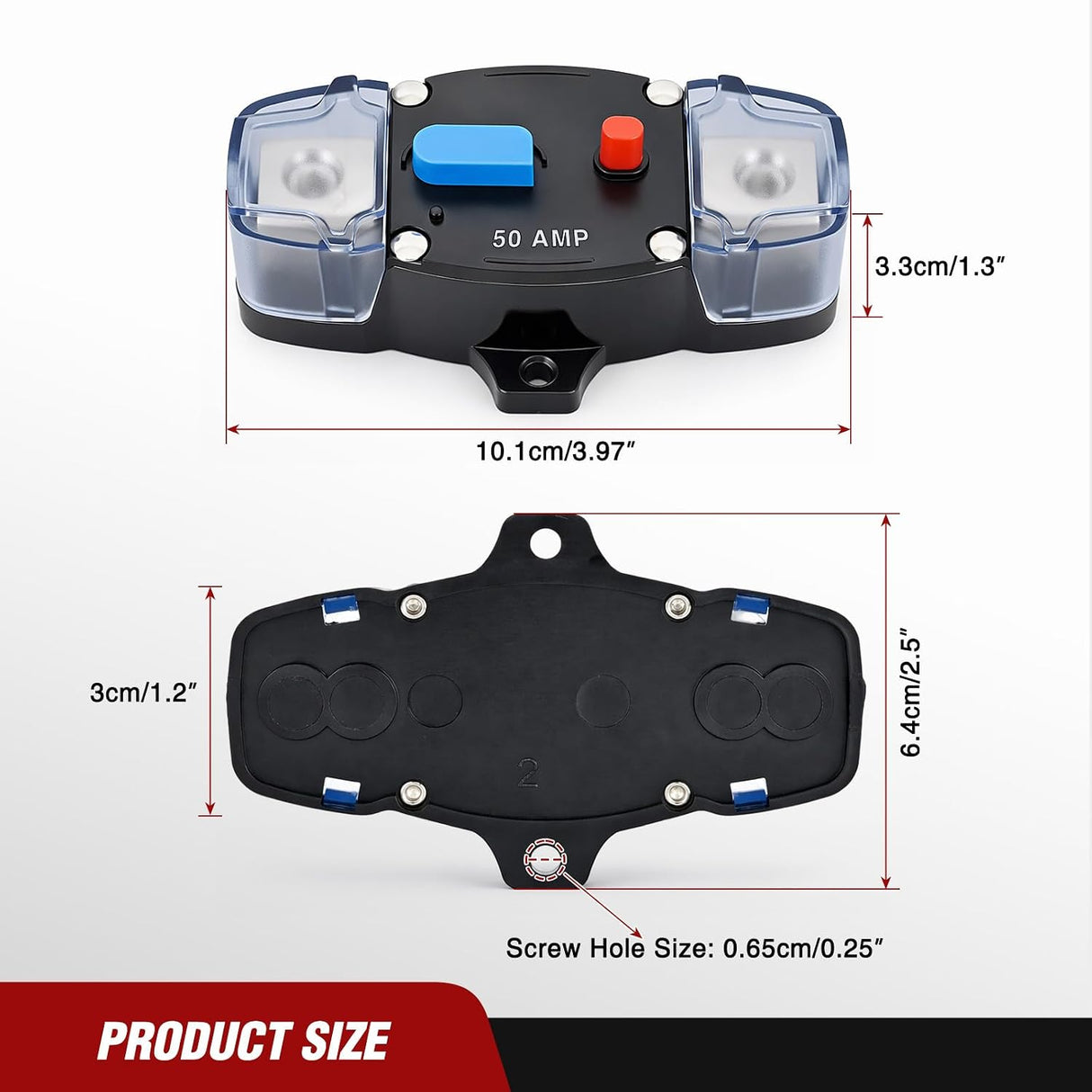 Circuit Breaker 50 Amp w/Manual Reset 12V-42V Overload Protection | Resettable Switch Trolling Motor Auto Car Stereo Audio Inline Fuse Block Holders Inverter for Automotive RV Marine Boat