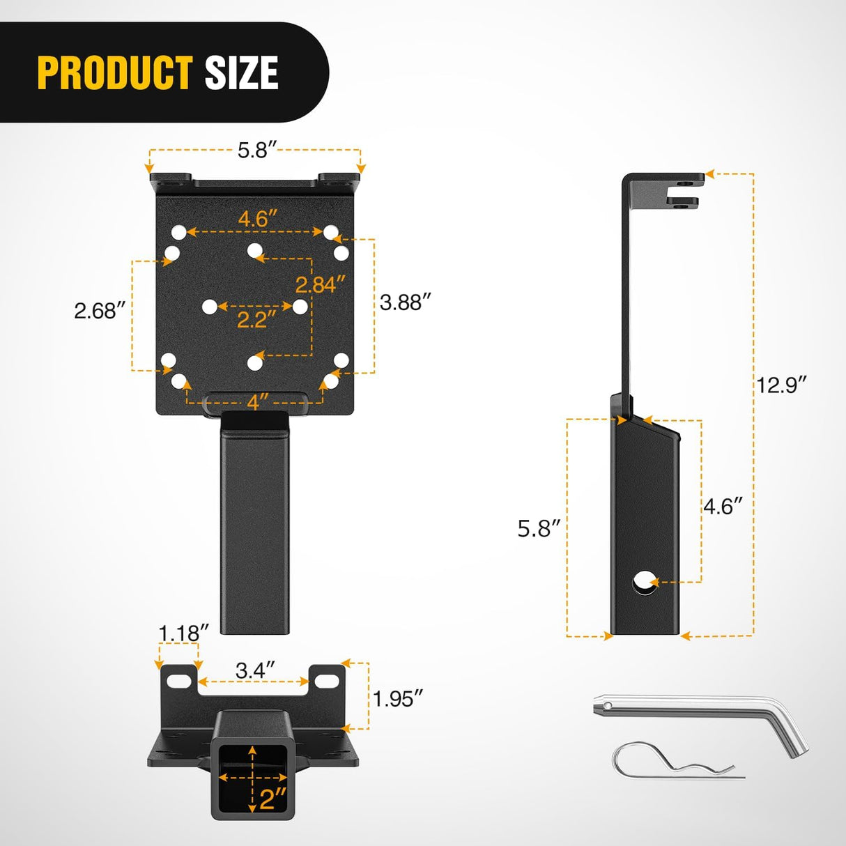 Universal Trailer Hitch Winch Mounting Plate with 2inch Receiver Nilight