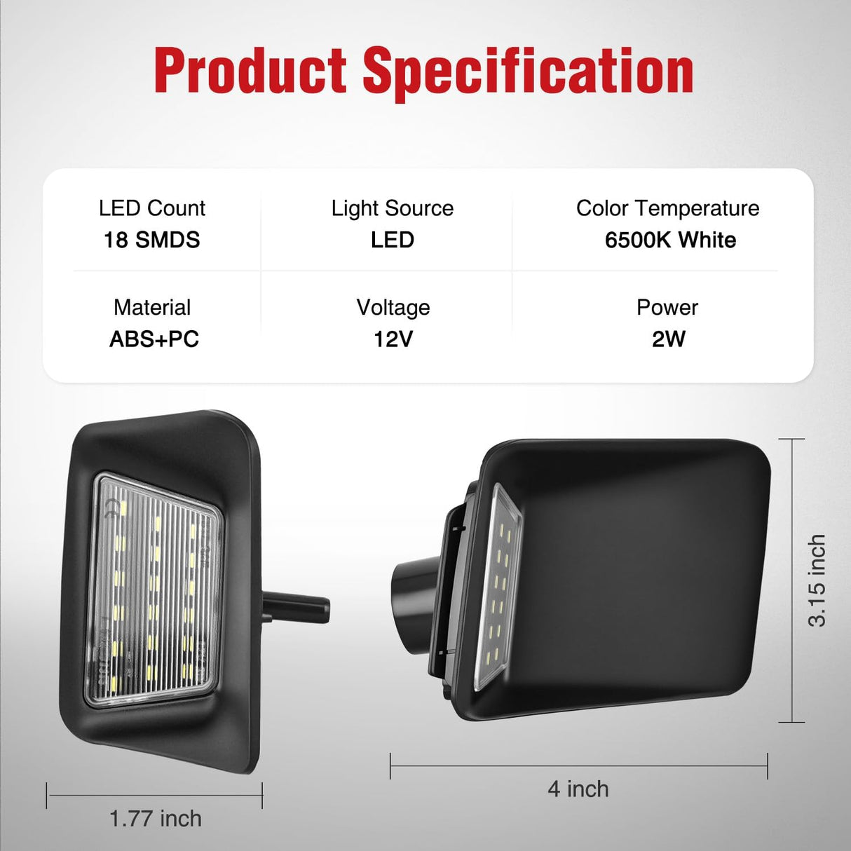 License Plate Lights Compatible with 2004 2005 2006 2007 2008 2009 2010 2011 2012 Chevy Colorado GMC Canyon with Black housing 6000K White 2PCS Pack