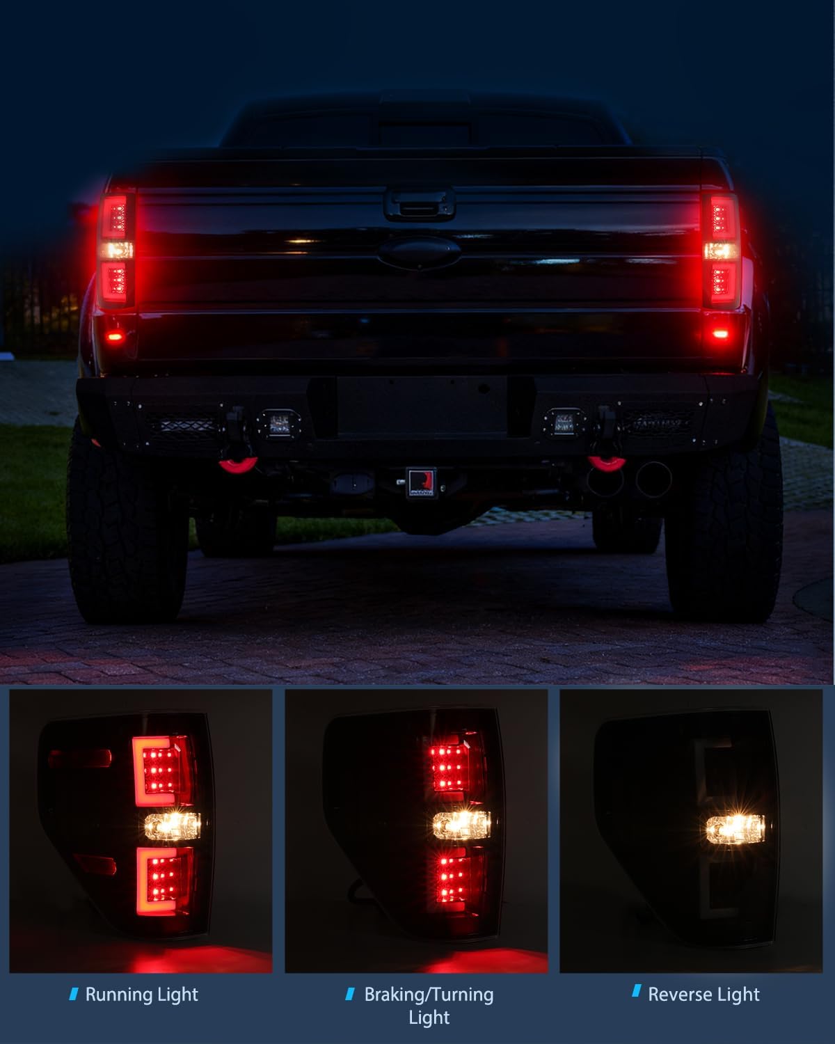 Taillight Assembly Compatible with 2009 2010 2011 2012 2013 2014 Ford F150 Incandescent Type Styleside Upgrade LED Tube tail lights; Rear Brake Lamps