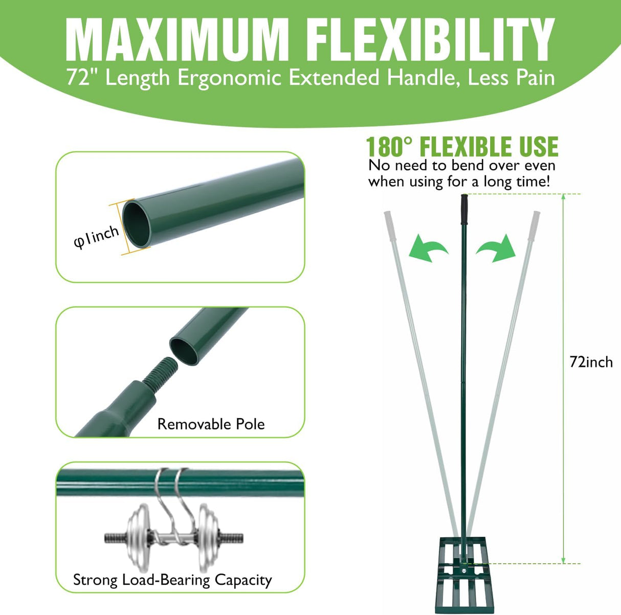Lawn Leveling Rake 42 Inch for Soil Yard Leveling Rake with 42 Inchx10 Inch Ground Plate 72 Inch Steel Handle Effort-Saving Heavy Duty Ground Leveler Tool for Backyard Garden Farm Golf Course Landscaping