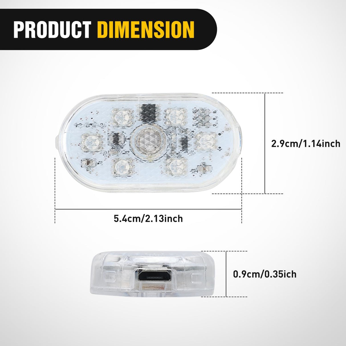 2 PCS 7 Colors Wireless Magnetic RGB LED Interior Lights | USB Rechargeable Universal Mini Sticky Footwell Ambient Atmosphere Reading Lamp with Touch Sensor, Portable Night Lighting