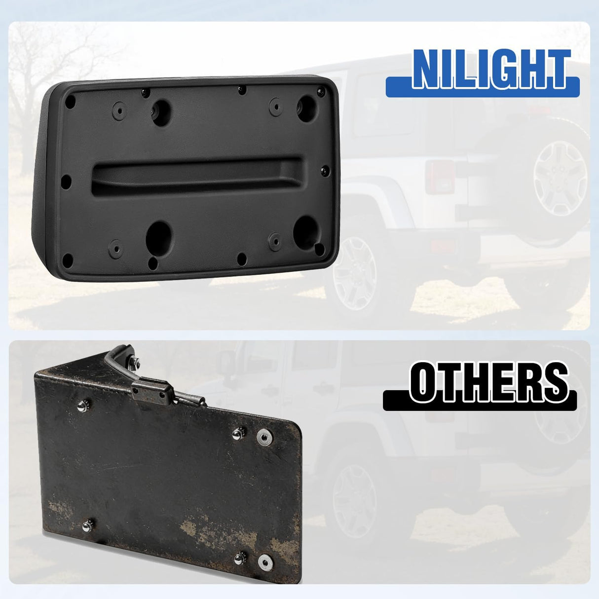 Rear License Plate Frame Holder Bracket for 1997 1998 1999 2000 2001 2002 2003 2004 2005 2006 Jeep Wrangler TJ Accessories Replace #55174994 Plastic License Plate Mounting Black