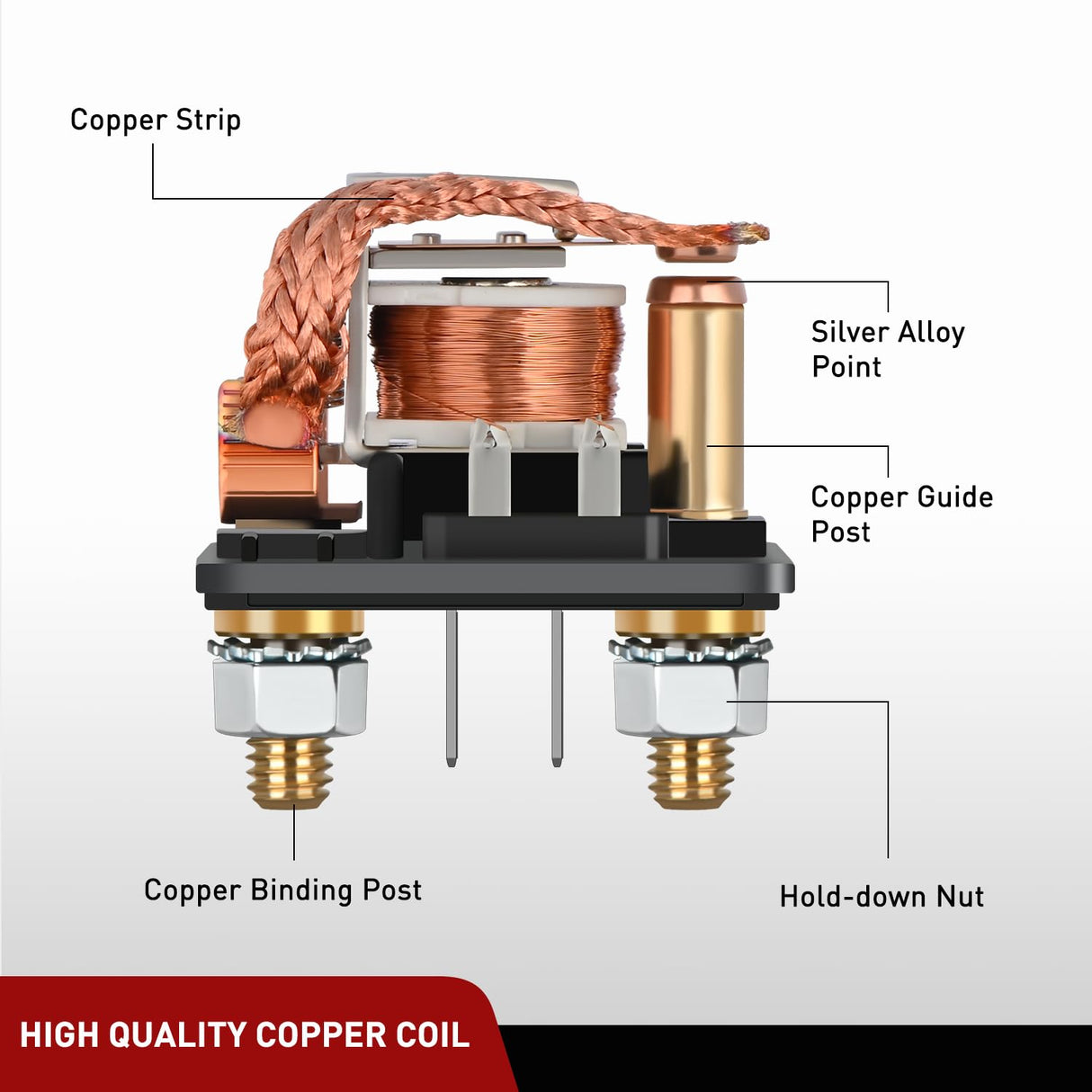 2PC 120A Starter Relay 4 Pin Split Relays Switch 12V Continuous SPST High Current 4 Terminal Car Starter Control w/Copper Wire Lugs for Automotive Car Truck Camper