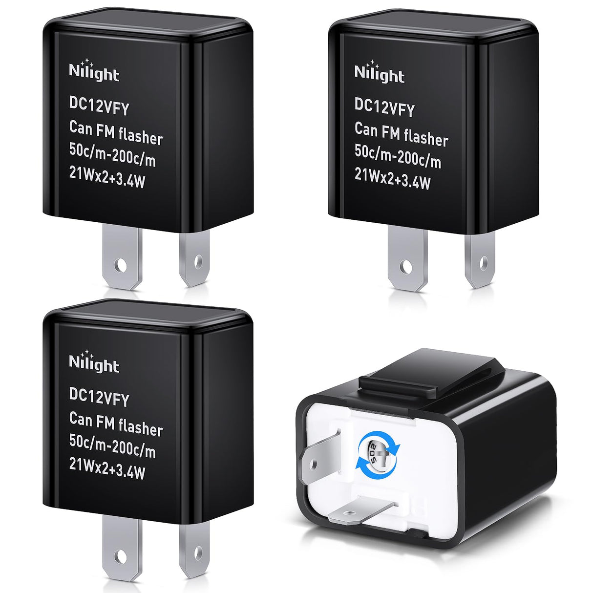 4PCS Flasher Relay Adjustable 2 Pin Electronic Blinker Relay 12V Fixes Motorcycle Turn Signal and Hazard Warn Hyper Blink Flash or No Flash for LED and Halogen Bulbs