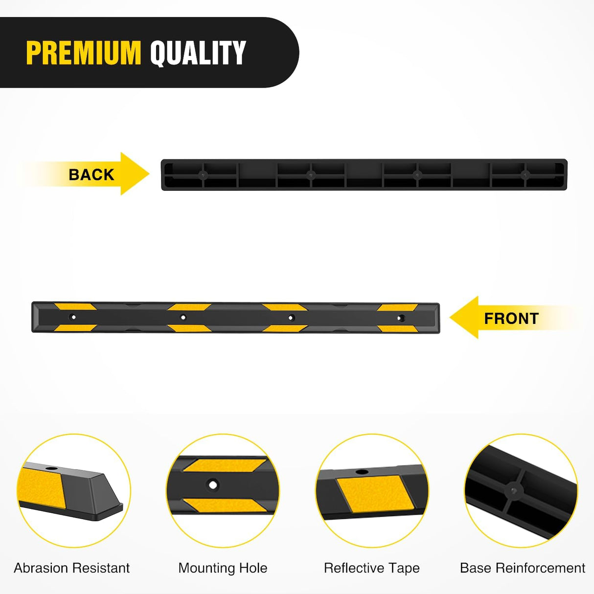 79 Inch Heavy Duty Rubber Parking Curb, Extra-Long Driveway Garage Parking Stopper Block Aid for Large Vehicles, Trucks, and SUVs