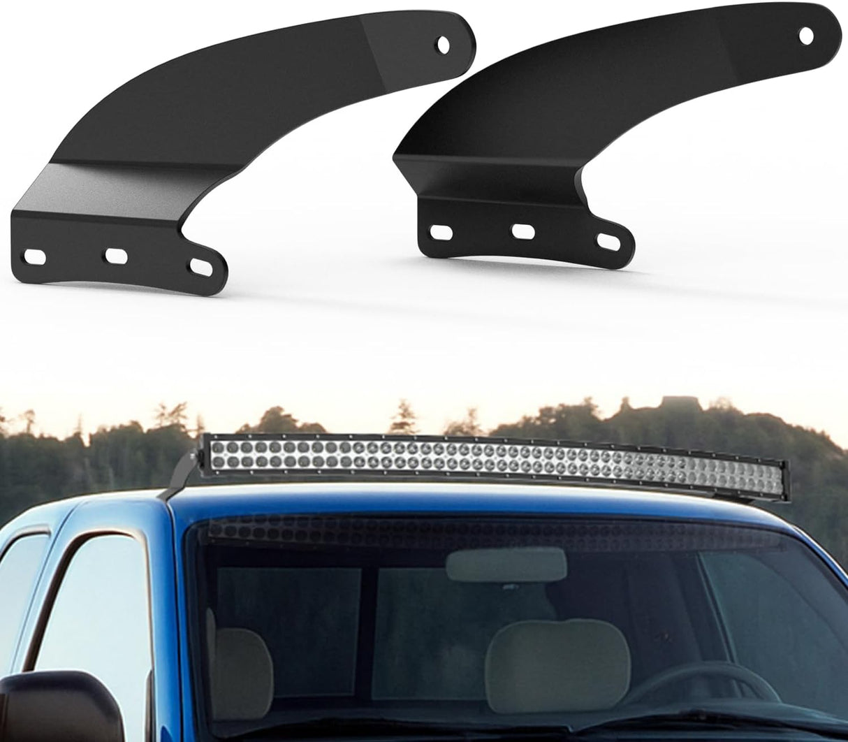 42 inch Curved LED Light Bar Bracket Mounting Upper Windshield Roof Cab Brackets Compatible with Toyota Tacoma 1995-2004, Fit 4Runner 1995 1996 1997 1998 1999 2000 2001 2002