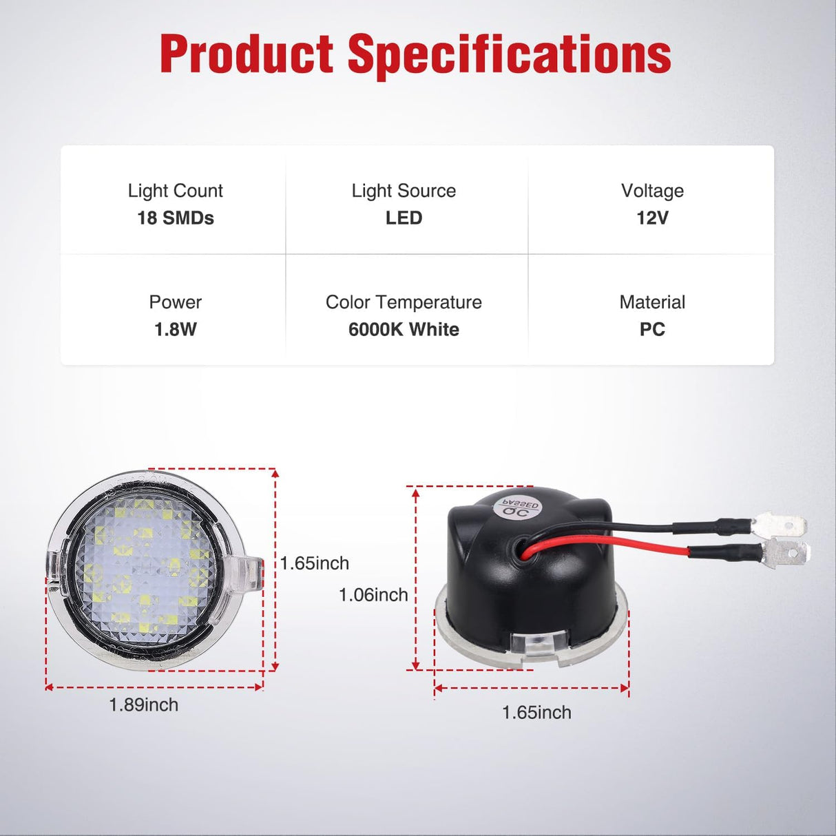2PCS LED Side Mirror Puddle Lights Compatible with Ford F-150 Explorer Edge Fusion Expedition Taurus X Ranger Flex Mustang Lincoln Navigator MKX Mercury Sable (2003-2024),6000K White