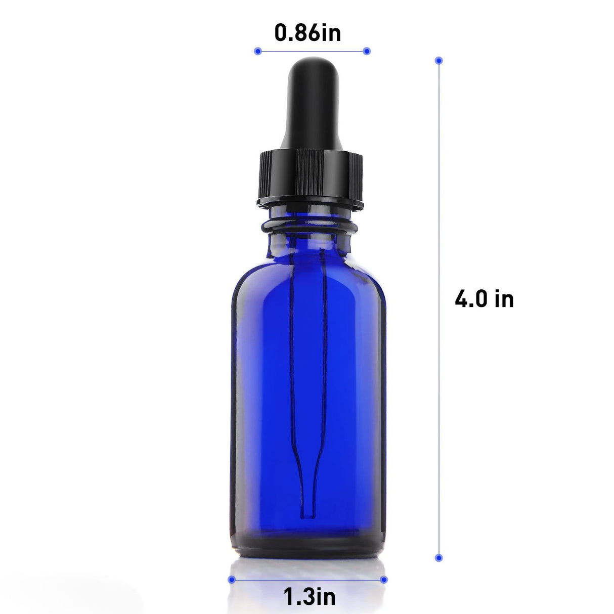 CL65319 Cobalt Blue Glass Bottles 1-oz for Essential Oils with Glass Eye Dropper And Rubber Bulb - 6 pack