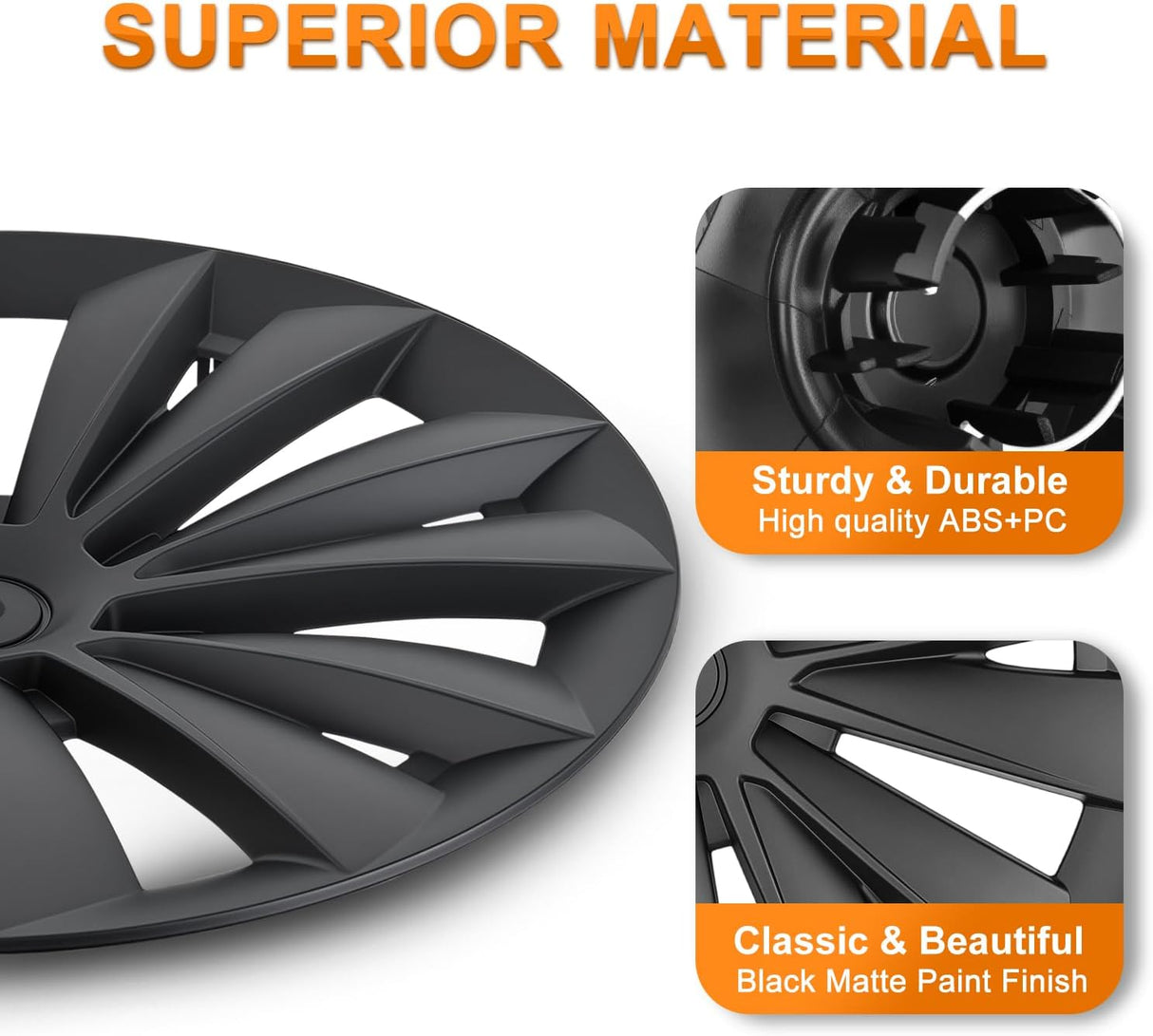 Wheel Cover Hubcaps 19 Inch for Tesla Model Y Accessories 2021 2022 2023 2024 Tesla Model Y 19 Inch Hub caps Set of 4 Rim Protector Wheel Covers Replacement Multi-Spoke Lines Style Matt Black