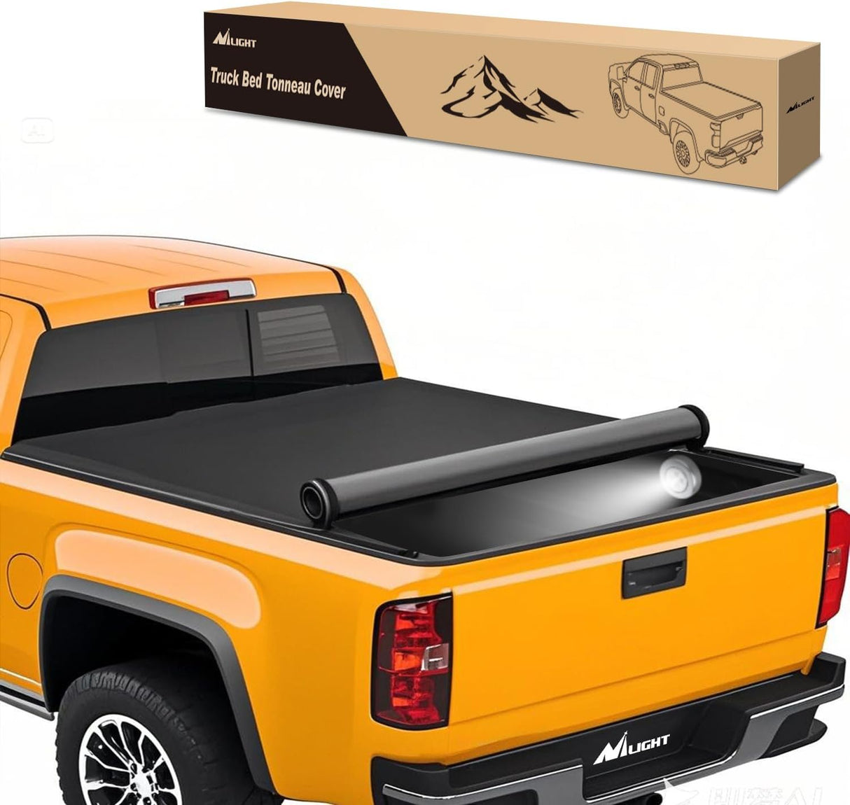 Soft Roll-Up Tonneau Cover Compatible with Chevy Silverado/GMC Sierra 1500 2007 2008 2009 2010 2011 2012 2013– 5.8ft Truck Bed Cover