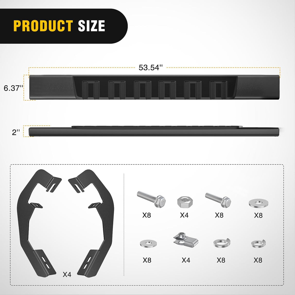 Running Boards for 2007-2018 Chevrolet Silverado GMC Sierra 1500HD 2007-2019 Chevy Silverado GMC Sierra 2500HD 3500HD Regular Standard Single Cab 6 Inch Side Step Nerf Bars Black