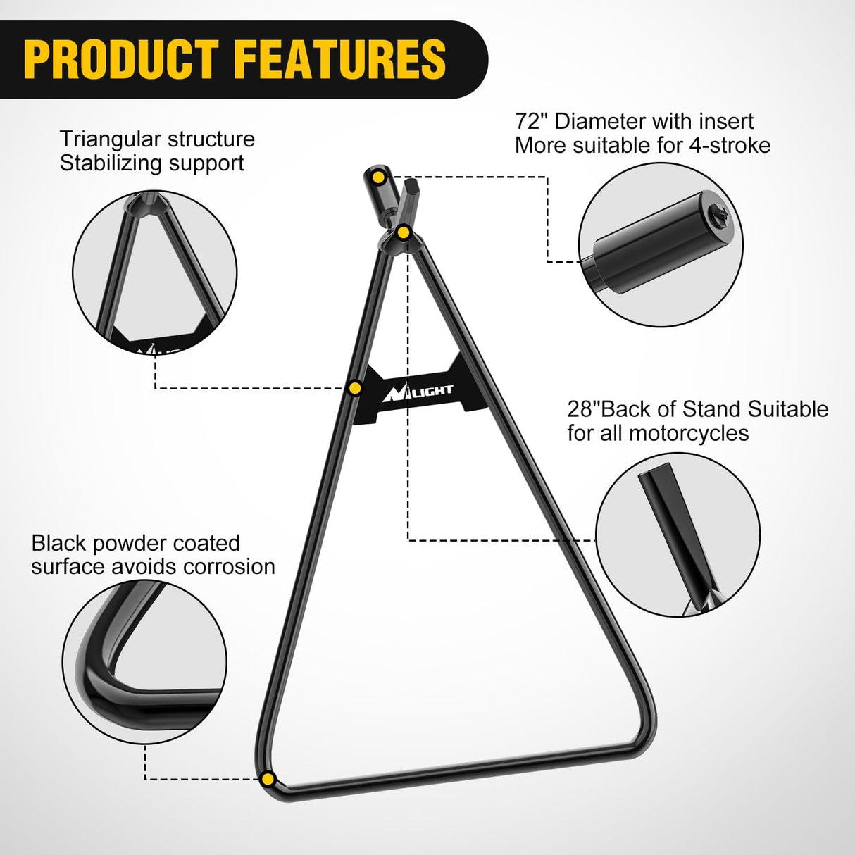 Dirt Bike Kickstand Holder, Universal Motorcycle Triangle Side Stand for 80-500cc Supermoto Motocross Enduro Pit Bike Black