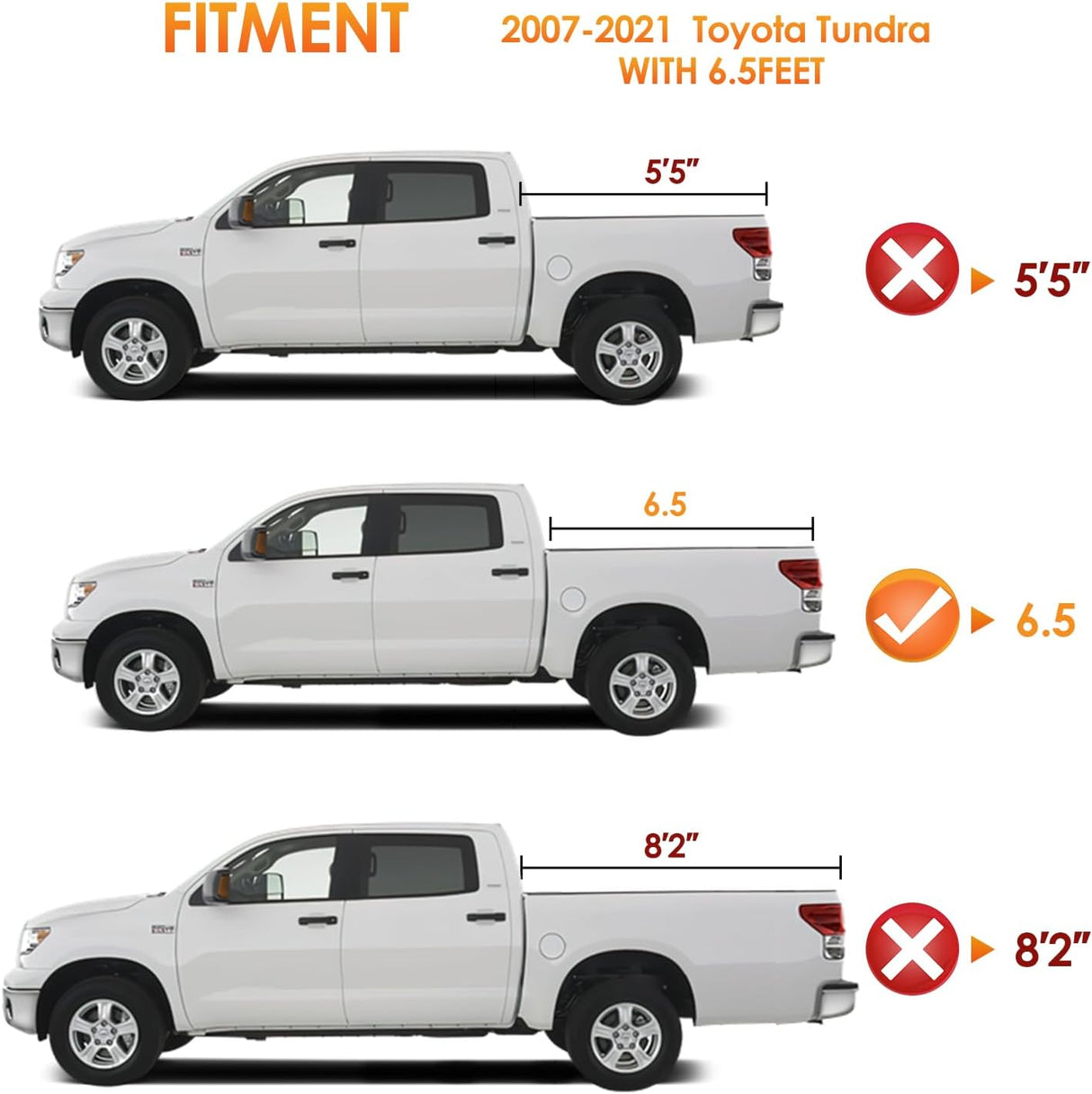 Soft Roll-Up Tonneau Cover for 2007–2021 Toyota Tundra 6.5ft Bed, Weatherproof Truck Bed Cover, Easy Roll-Up Access