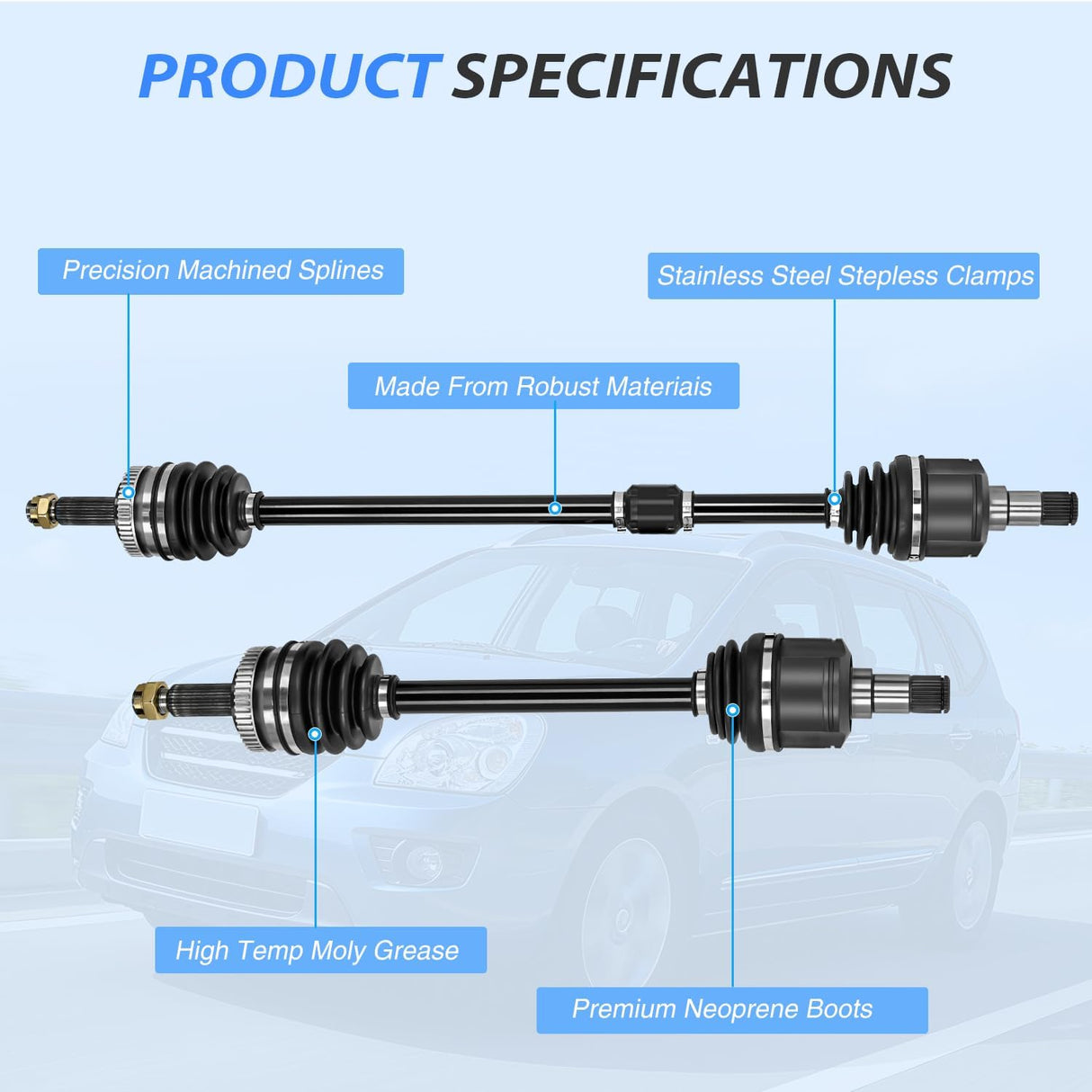 CV Axle Shaft Assembly Compatible with 2006 2007 2008 2009 2010 2011 2012 2013 Kia Carens III MPV 2.0 Half-Shaft Assemblies Replacement Front Wheel Driver and Passenger Side | Compatible with 2006-2013 Kia Carens III MPV 2.0 Half-Shaft Assemblies