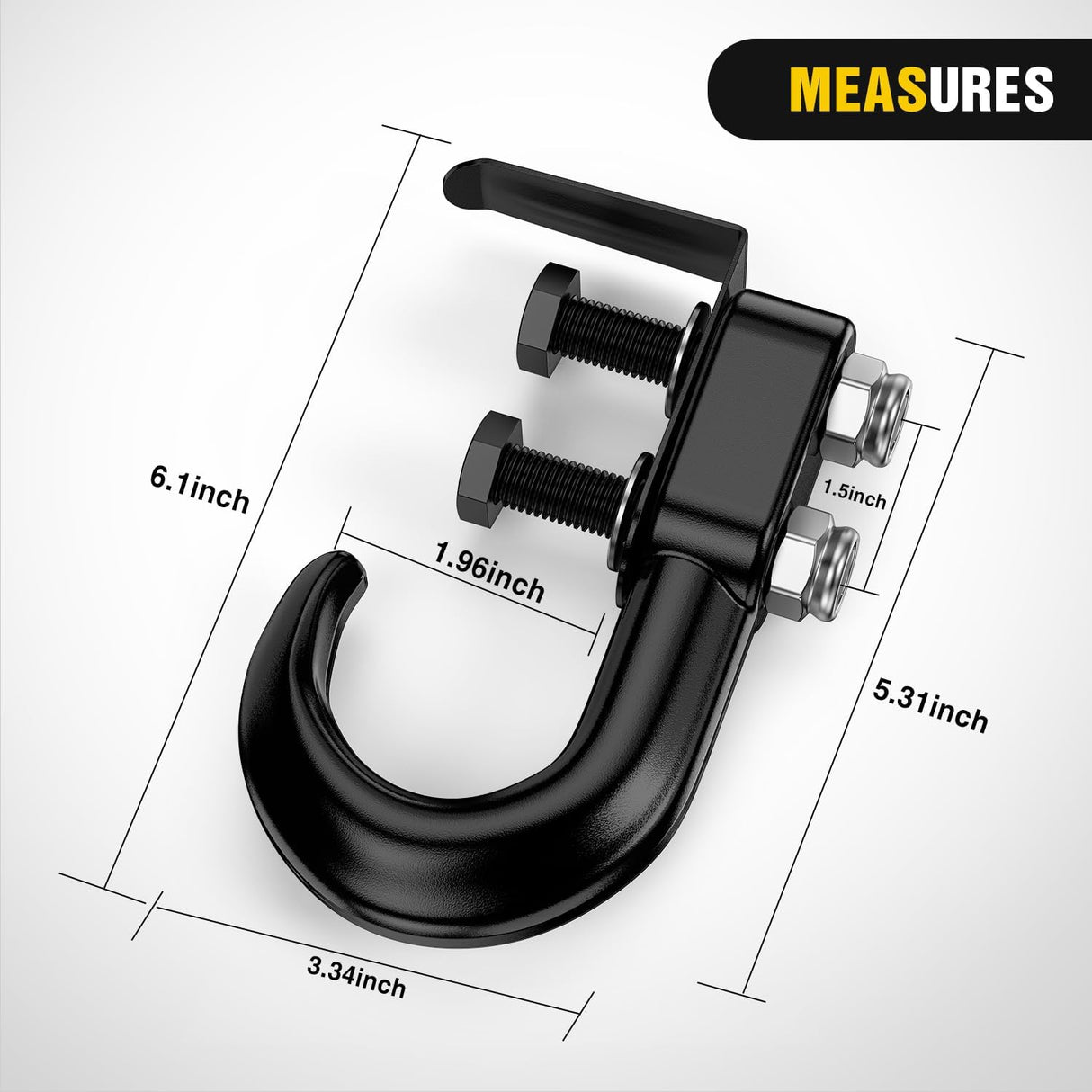 2Pcs Bolt-On Tow Hooks with Spring Clip 10,000LBS 2Pcs Black Forged Recovery Tow Hooks Compatible with Jeep Ford Dodge Chevy GMC Toyota Pickup Truck