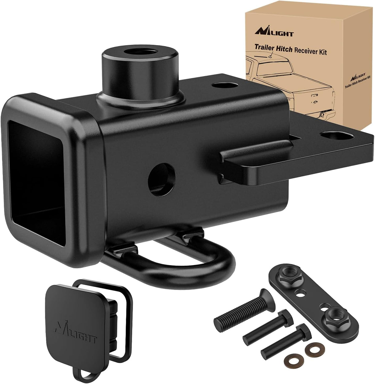 2 Inch Rear Trailer Hitch Receiver Class 3 Tow Towing Hitch & Cover Kit for Dodge Ram 1500 2019 2020 2021 2022 2023 2024 2025 with Hitch Cover