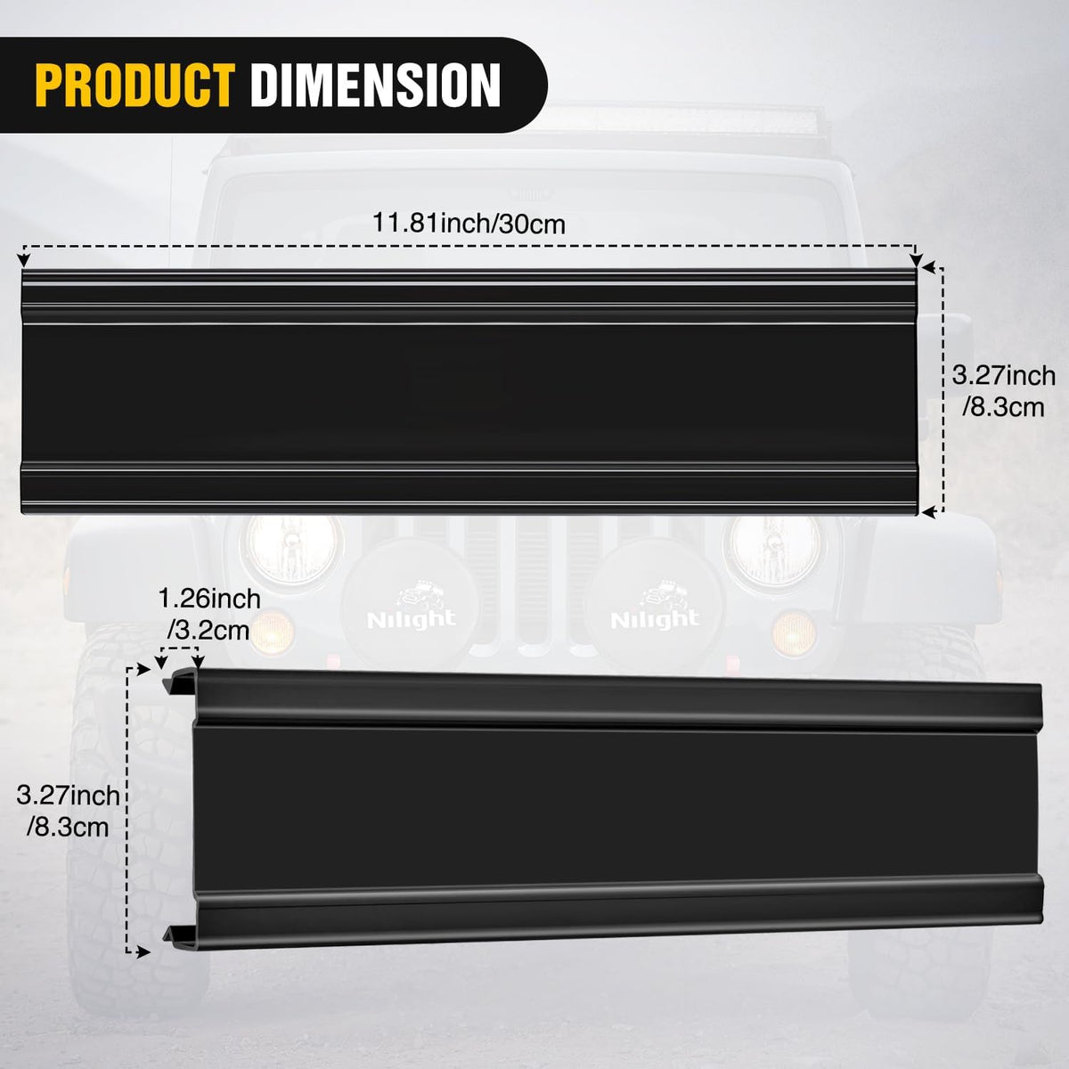13.5 Inch Spot Flood Combo LED Light Bar Black Cover | Protective Durable Polycarbonate Lens, Waterproof Dustproof Scratch-Proof for Side-Mounted Bumper Off Road Driving Fog Lamp