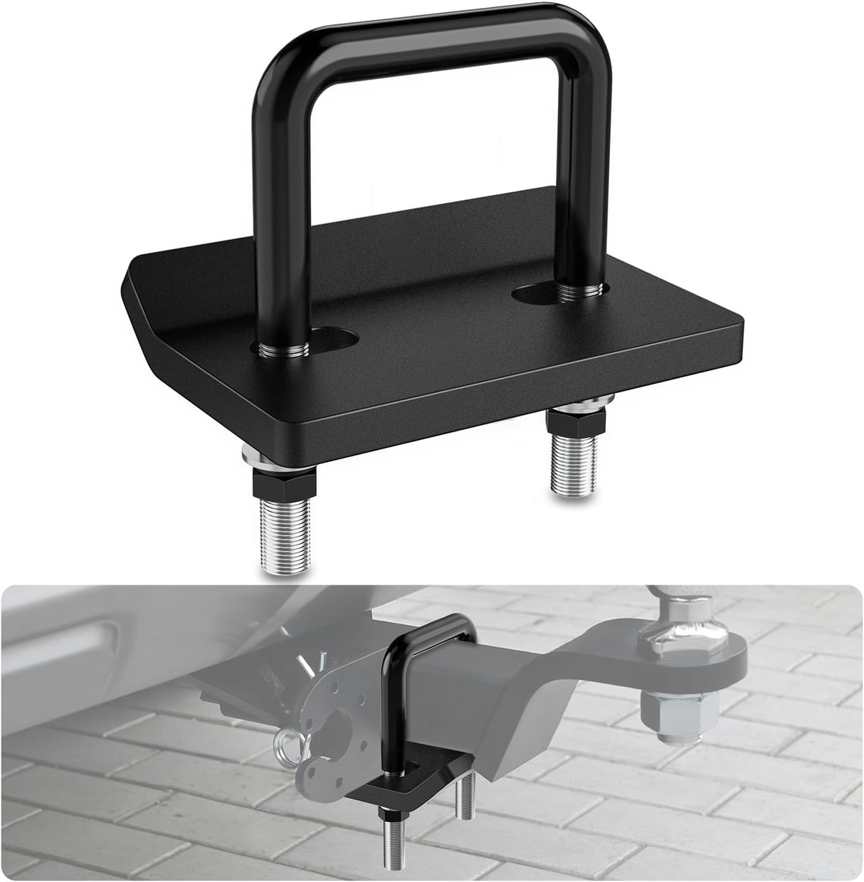 Trailer Hitch Tightener for 2 1/2 Inch Trailer Hitches 2.5 inch Hitch Mount Anti Rattle Heavy Duty Steel with Rubber Anti-Rust Triple Protective Matte Black